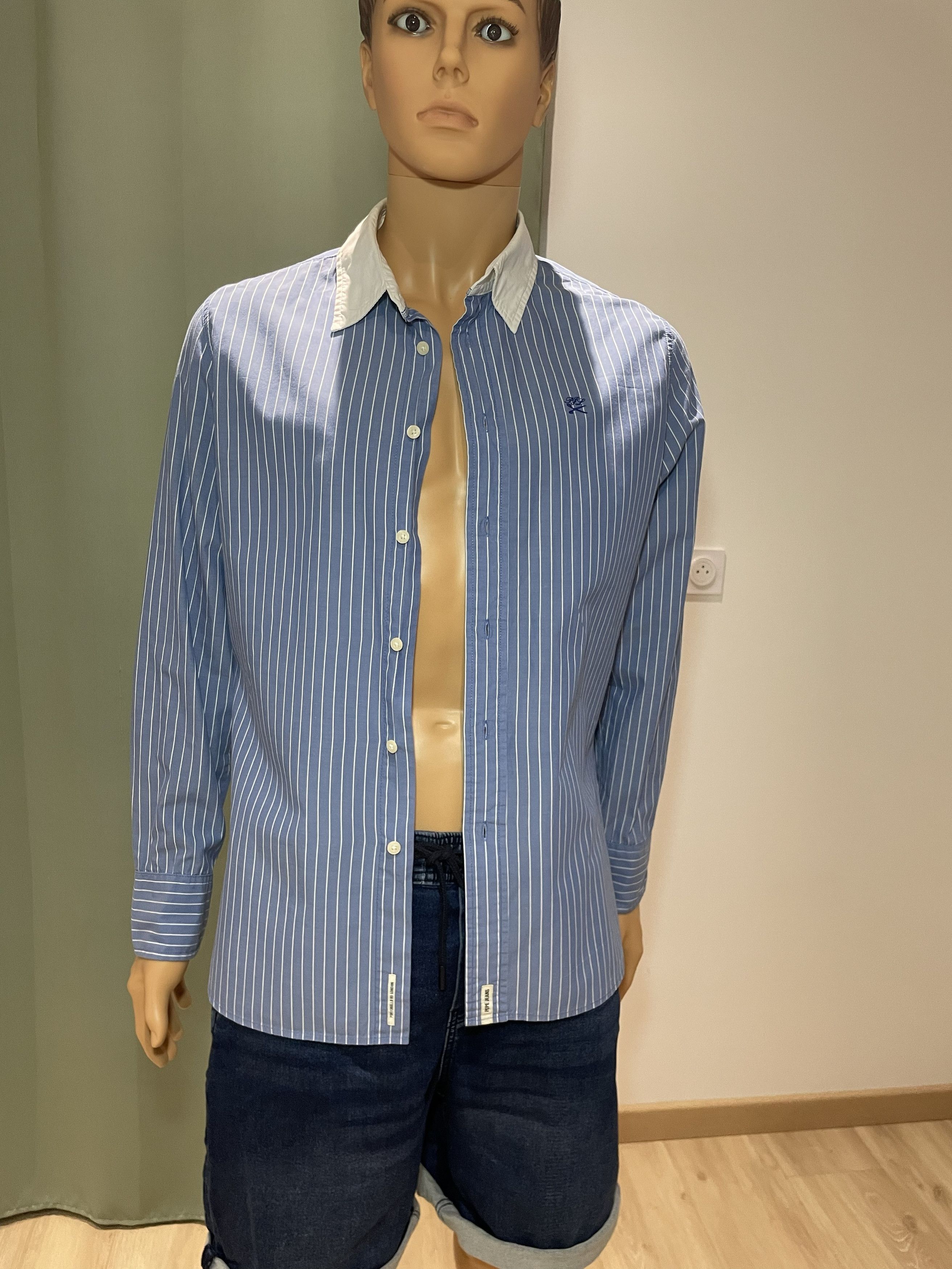 Pepe Jeans Pepe Jeans Slim Fit Striped Shirt - Blue/White - L Size US L / EU 52-54 / 3 - 2 Thumbnail