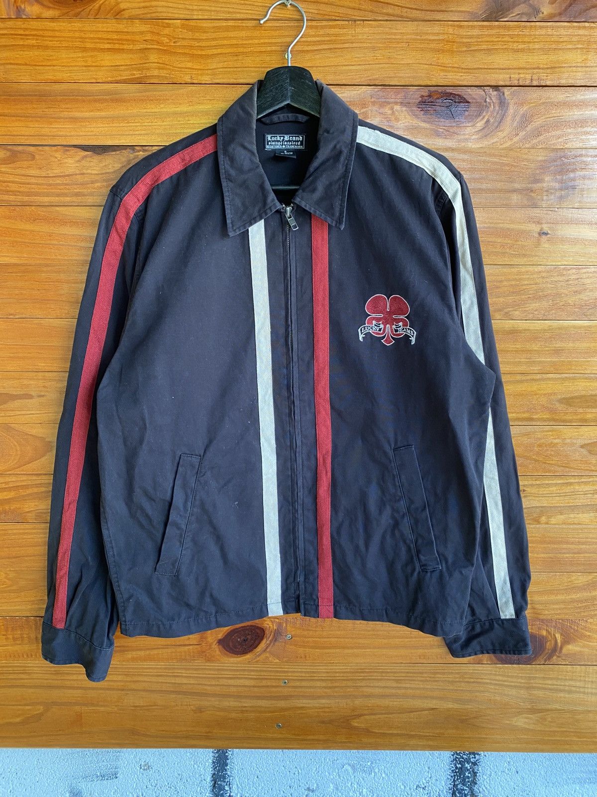 Lucky Brand Lucky Brand Black Cotton Jacket Red & White Racing Stripes Size US S / EU 44-46 / 1 - 3 Thumbnail