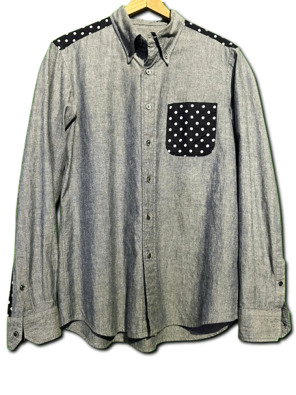 Japanese Brand × Sophnet. SOPHNET. Indigo Chambray Panel Button Down Long Sleeve Shirt Size US M / EU 48-50 / 2 - 1 Thumbnail