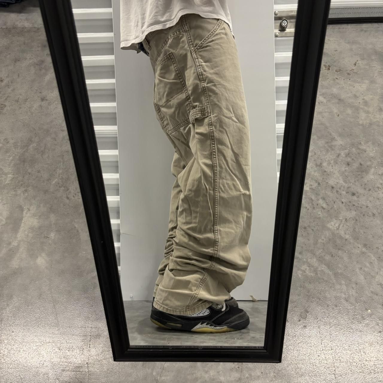 Japanese Brand × Vintage Crazy Vintage Y2K/2000s Faded Khaki Streetwear Skater Workwear Carpenter Pants! Size US 36 / EU 52 - 2 Thumbnail