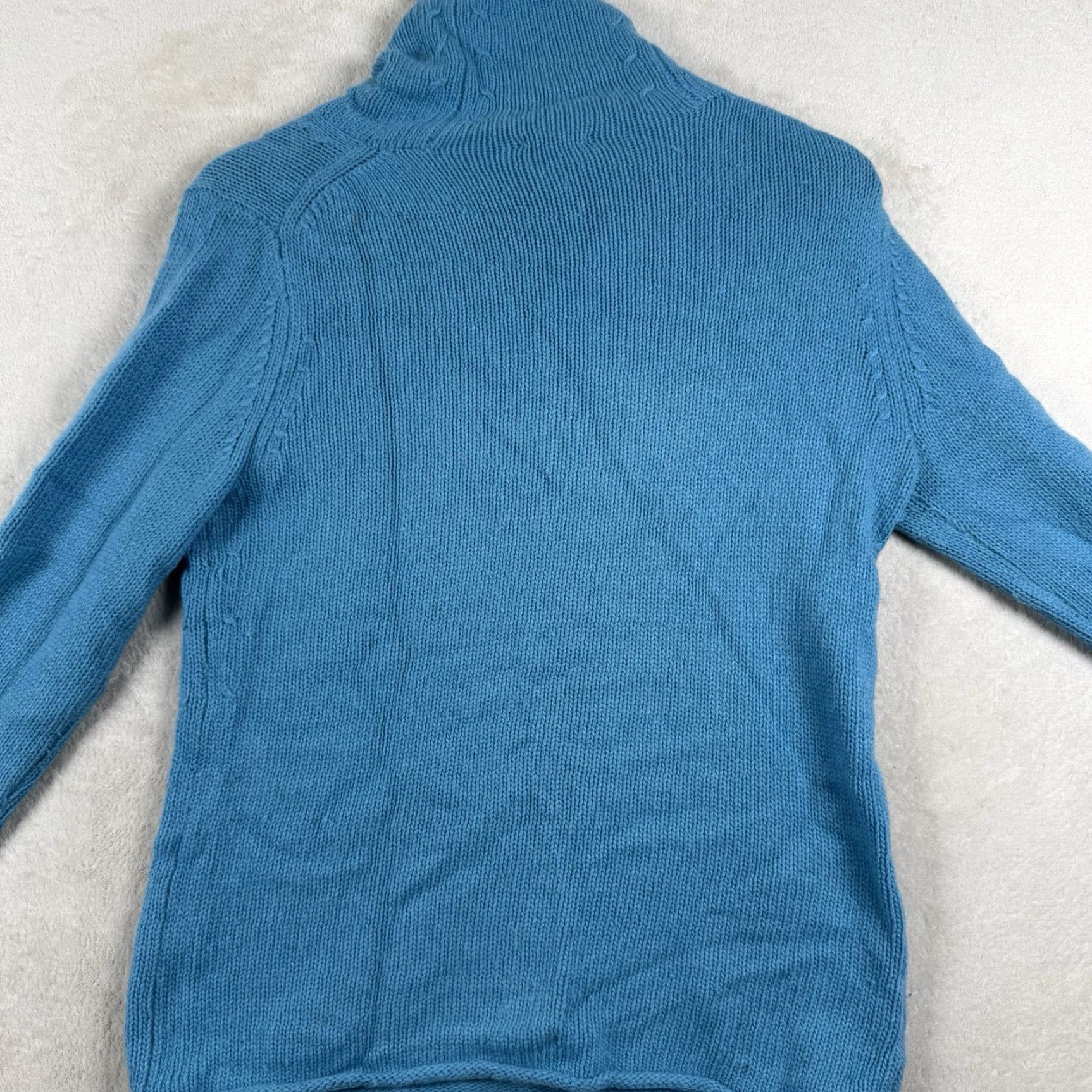 J.Crew J.CREW Merino Wool Blue Turtleneck Sweater Raglan Sleeve Pullover M Women’s Knit Lightweight Breathable Classic Academia Winter Fall Spring Vintage No Size M / US 6-8 / IT 42-44 - 3 Thumbnail