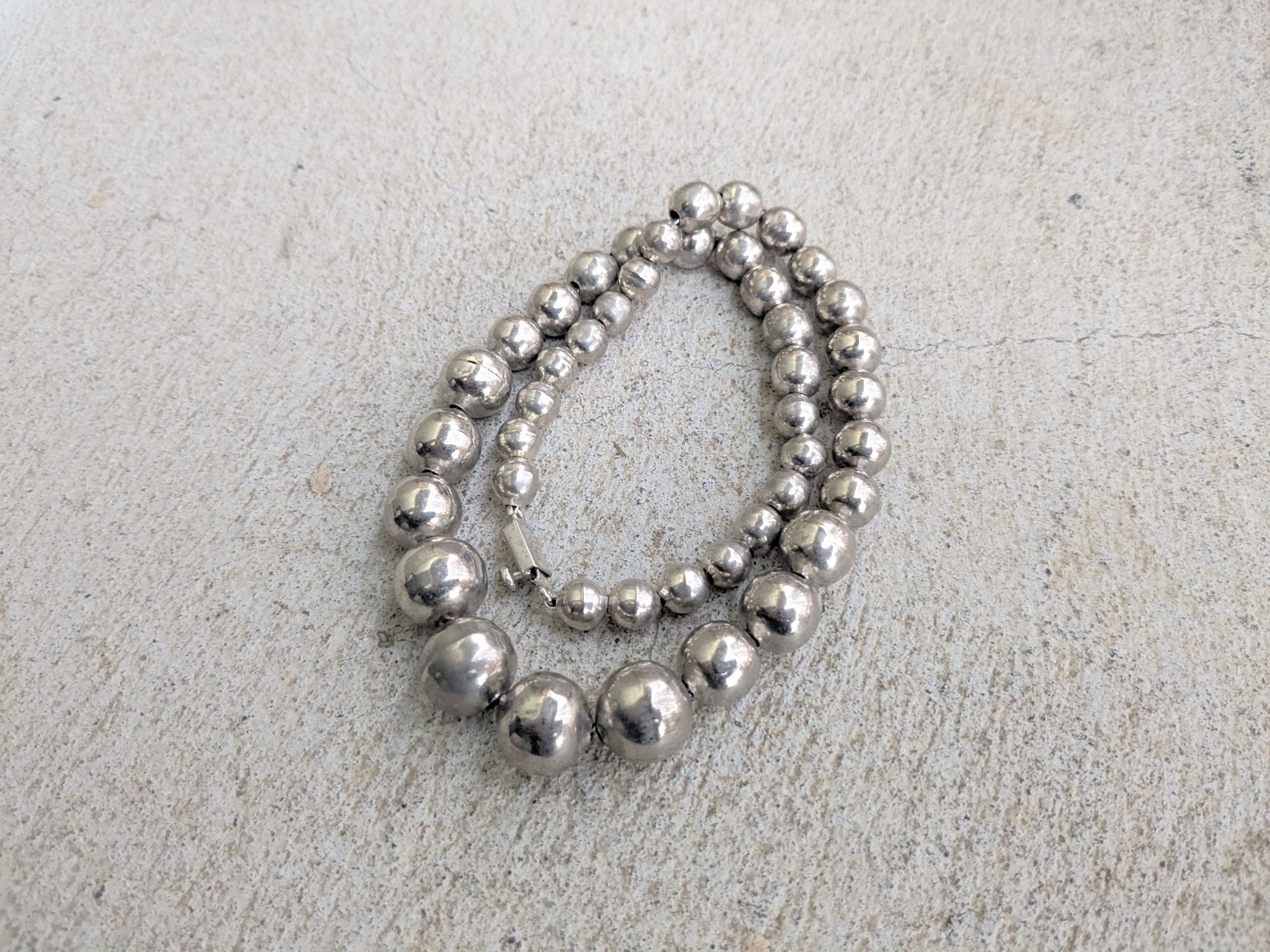 Sterling Silver Sterling Silver Necklace Ball Round Graduated Beads 18" Size ONE SIZE - 2 Thumbnail