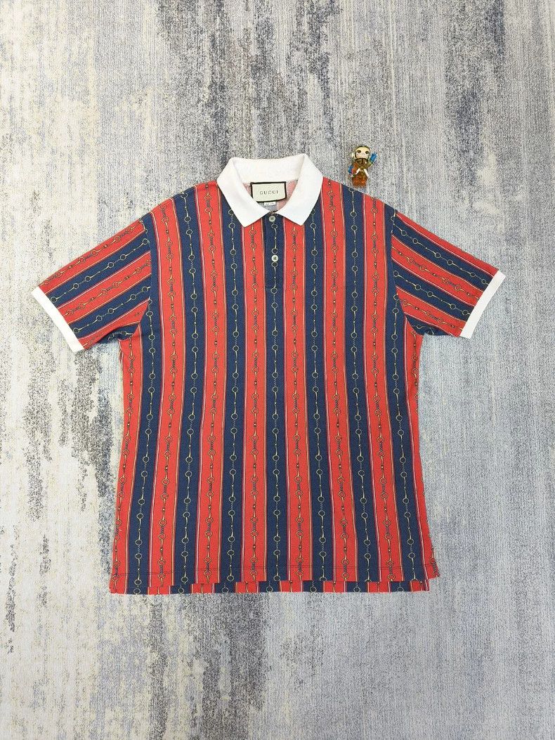 Gucci Gucci Logo striped casual short-sleeved Polo shirt 2501-Nex Size US S / EU 44-46 / 1 - 1 Thumbnail