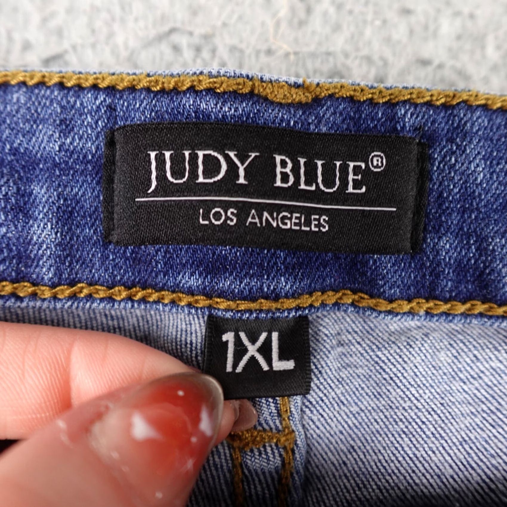 Vintage Judy Blue Jeans Womens 1XL Blue Denim Skinny Fit Distressed Leopard Cheetah Y2K Jeans Size 40" / US 18 - 2 Thumbnail