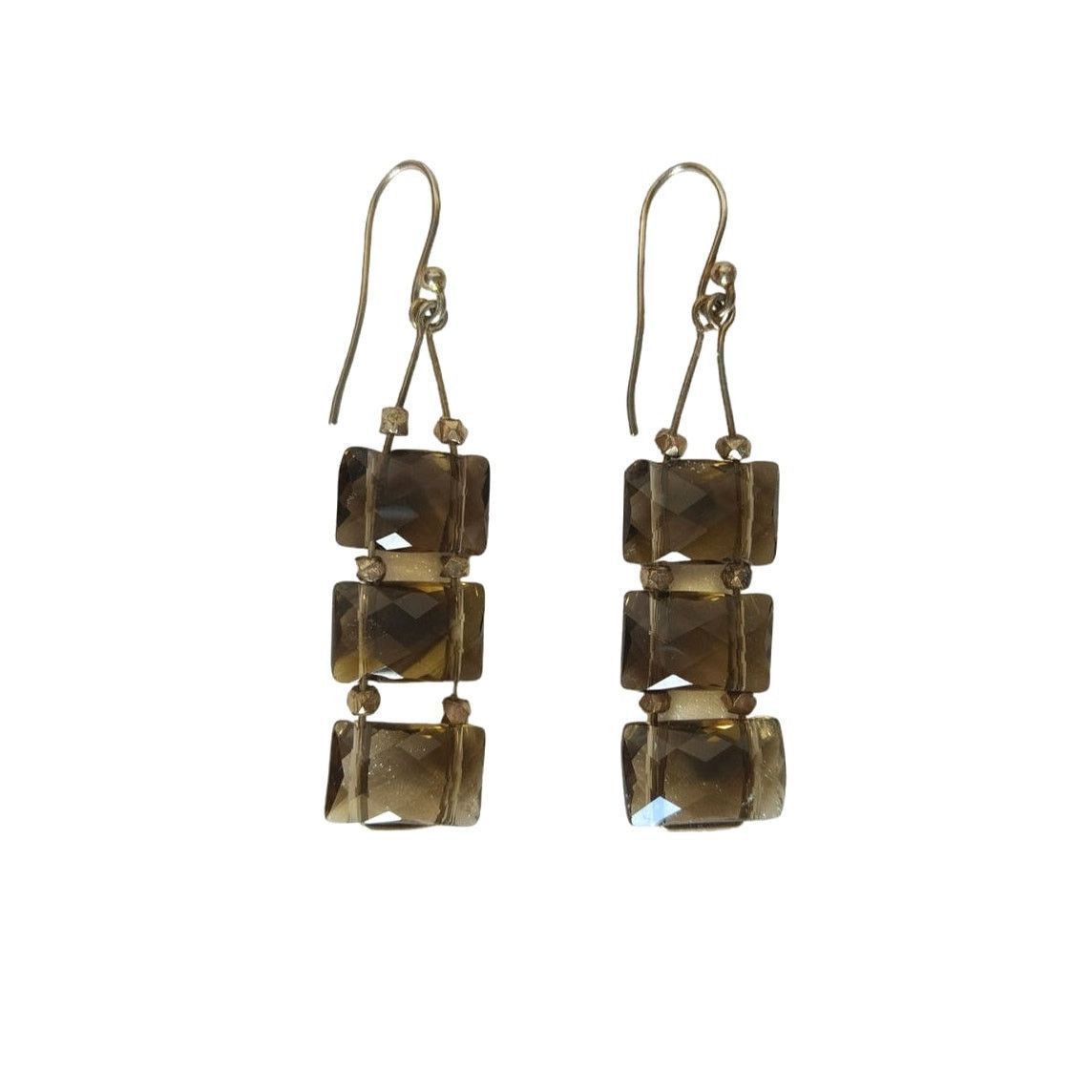The Unbranded Brand Triple Smoky Quartz Dangle Earrings Sterling Silver 925 Size ONE SIZE - 1 Thumbnail