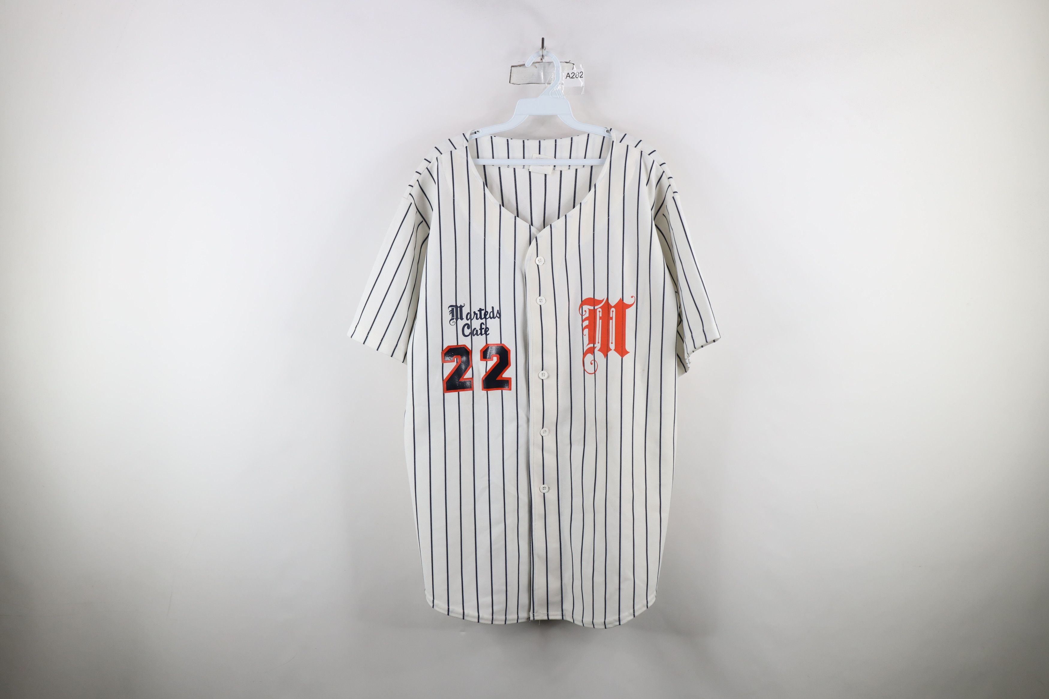 Vintage Vintage 90s Streetwear Pinstriped Baseball Jersey White USA Size US XL / EU 56 / 4 - 1 Thumbnail