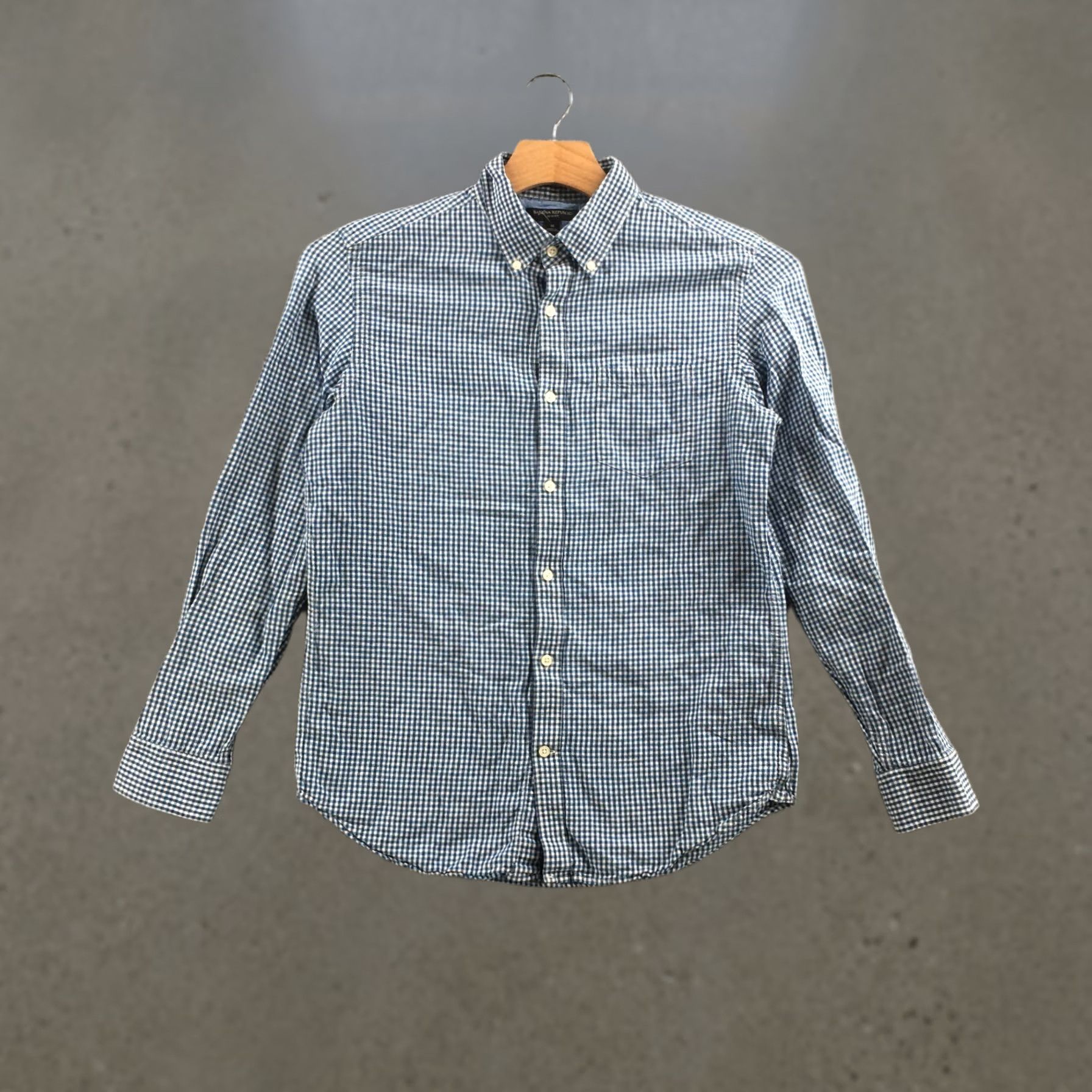 Banana Republic Banana Republic Slim Fit Button Down Shirt M Blue Gingham Long Sleeve Collared Mens Size US M / EU 48-50 / 2 - 1 Thumbnail