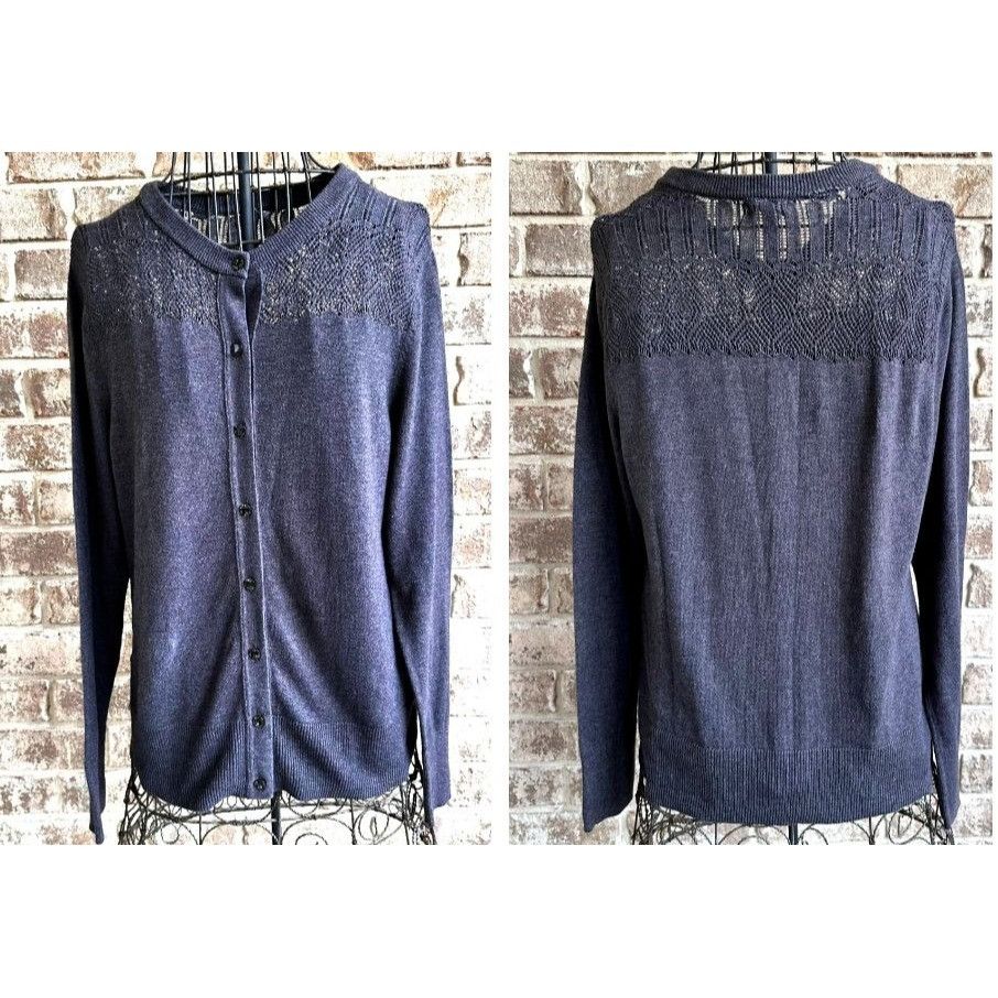 Eddie Bauer VTG Eddie Bauer Cardigan Medium Sweater Charcoal Gray Front Size M / US 6-8 / IT 42-44 - 2 Thumbnail