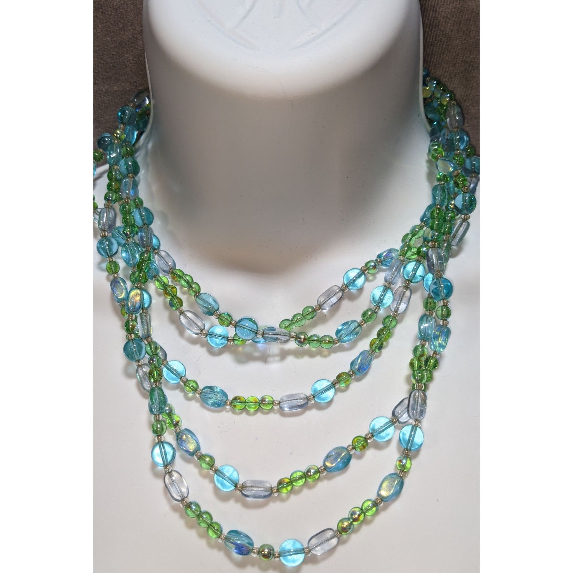 Givenchy Givenchy Multi-Strand Green & Blue Glass Bead Necklace Size ONE SIZE - 2 Thumbnail
