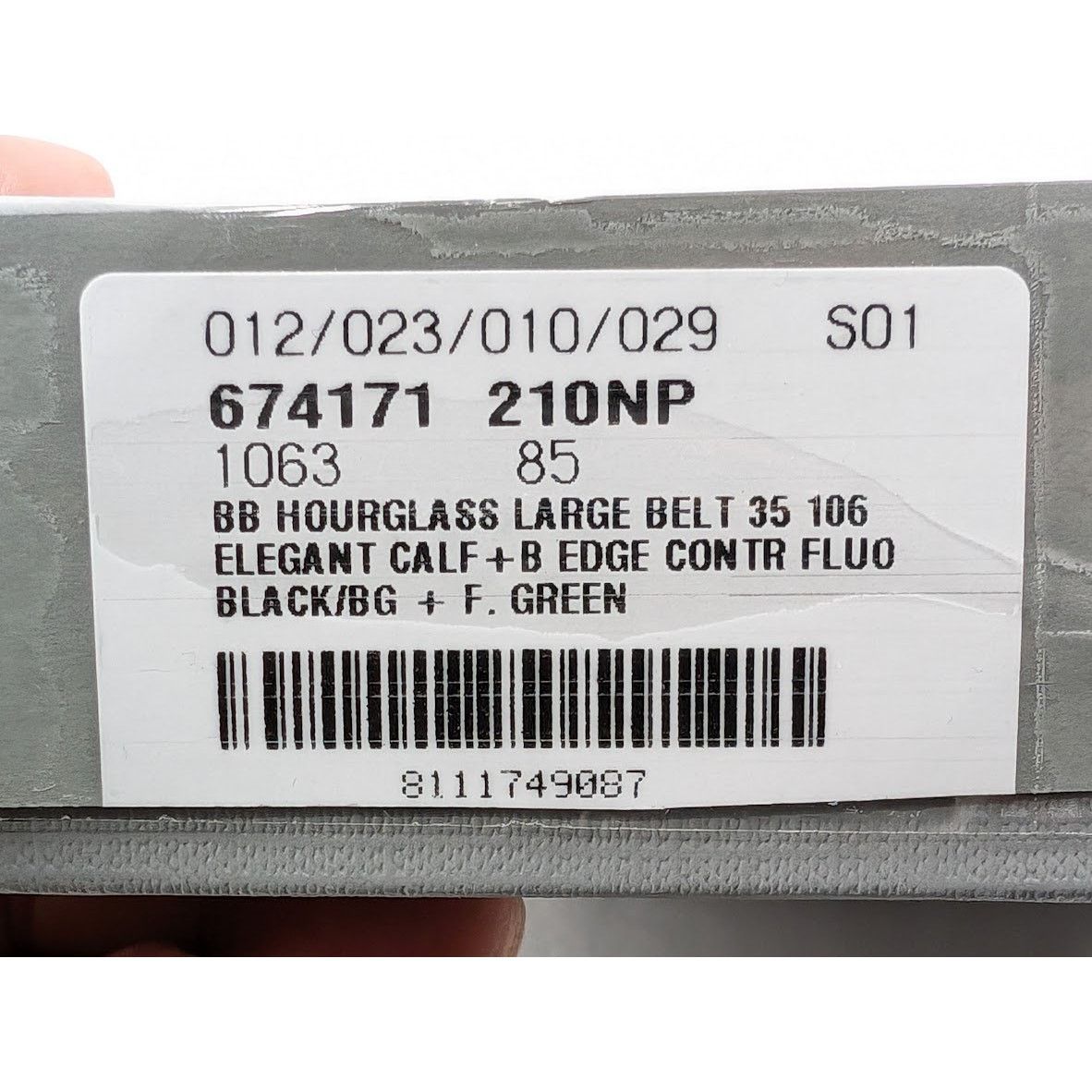 Balenciaga o1rshd1 Q:2 / Size: 85 / BB Hourglass Large Belt Black/Green Size 32 - 19 Thumbnail