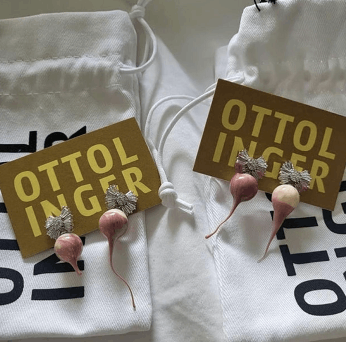 Ottolinger Ottolinger drip earrings - pink and cream Size ONE SIZE - 2 Thumbnail