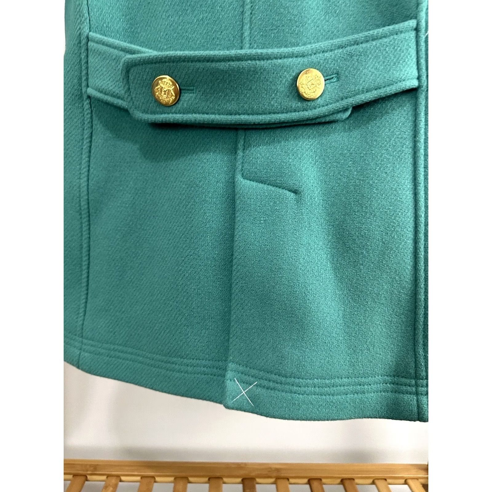 J.Crew J. Crew Stadium Cloth Teal Nello Gori Wool Pea Coat Gold Buttons Size 0 Women's Coat Teal Pea Coat 0 Womens Size XS / US 0-2 / IT 36-38 - 7 Thumbnail