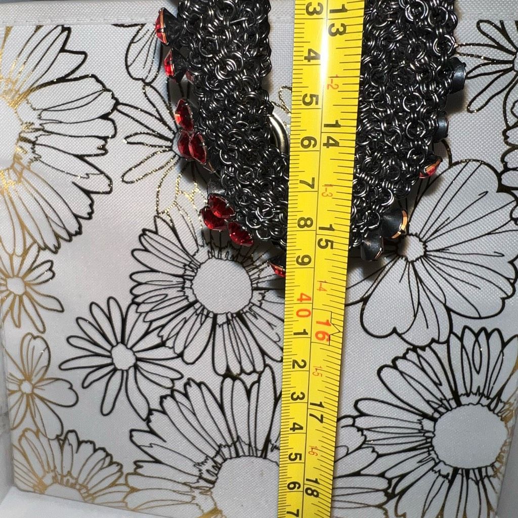 Vintage Vintage Braided Chainmail Necklace, Ruby Rhinestones, Heavy Size ONE SIZE - 9 Thumbnail