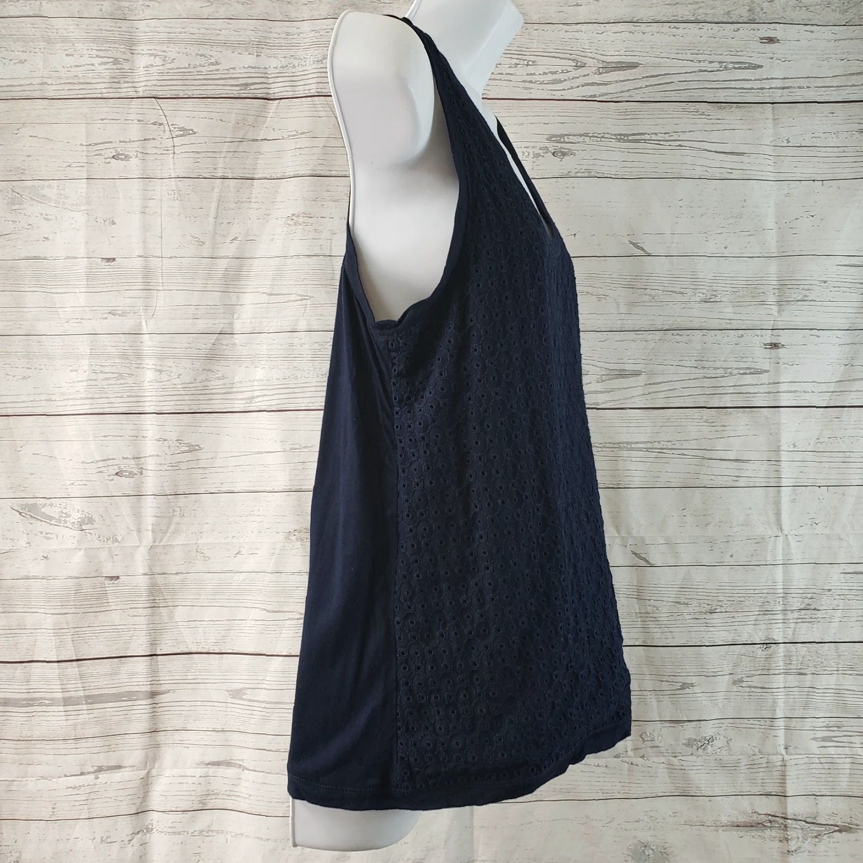 J.Crew J.CREW Womens Tank Top Size S Blue Embroidered Scoop Neck Modal Blend Shirt Women Tank Size S / US 4 / IT 40 - 3 Thumbnail