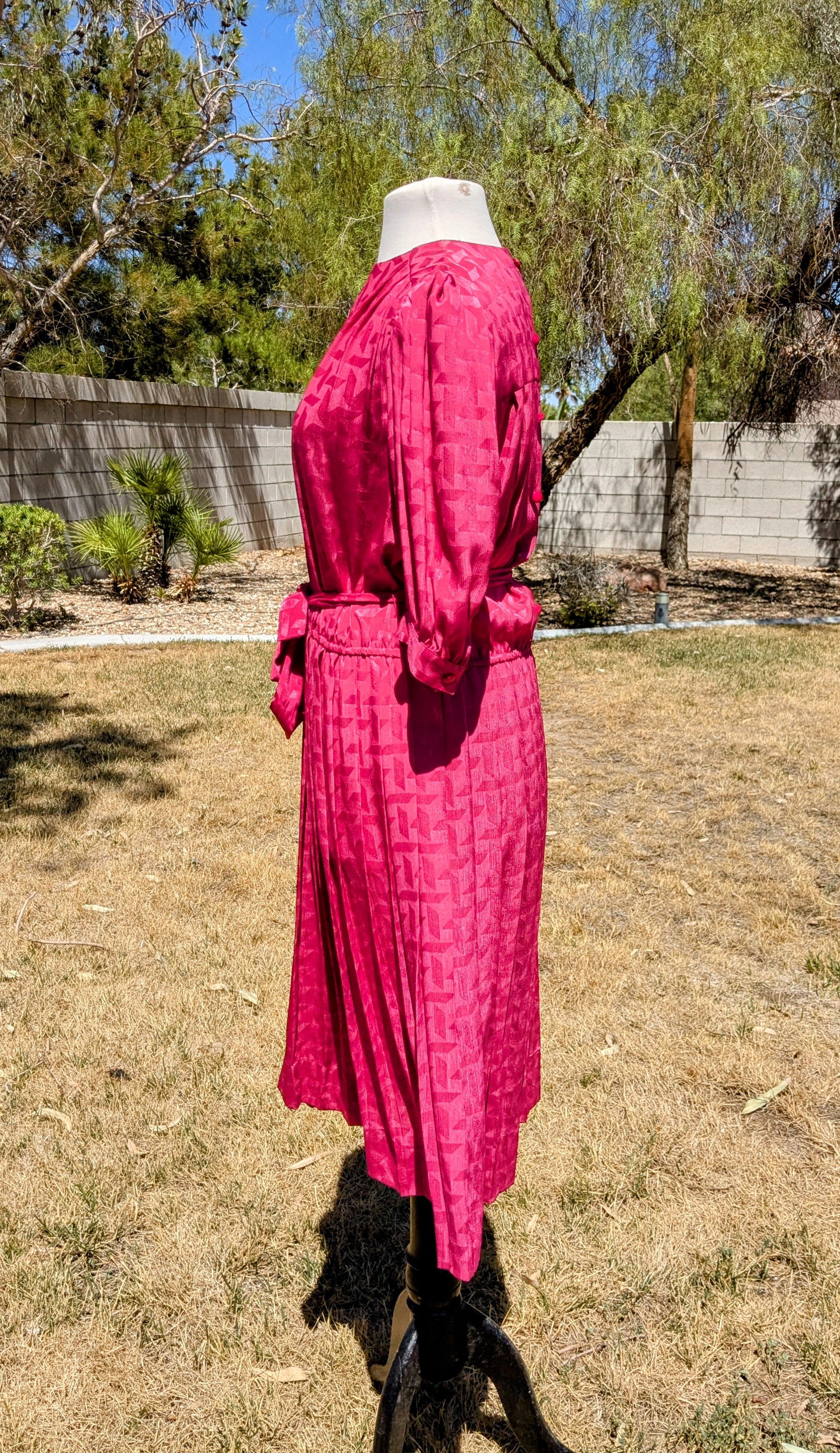 Liz Claiborne Liz Claiborne Shiny Pink Iridescent Jacquard Star Midi Dress Size M / US 6-8 / IT 42-44 - 2 Thumbnail