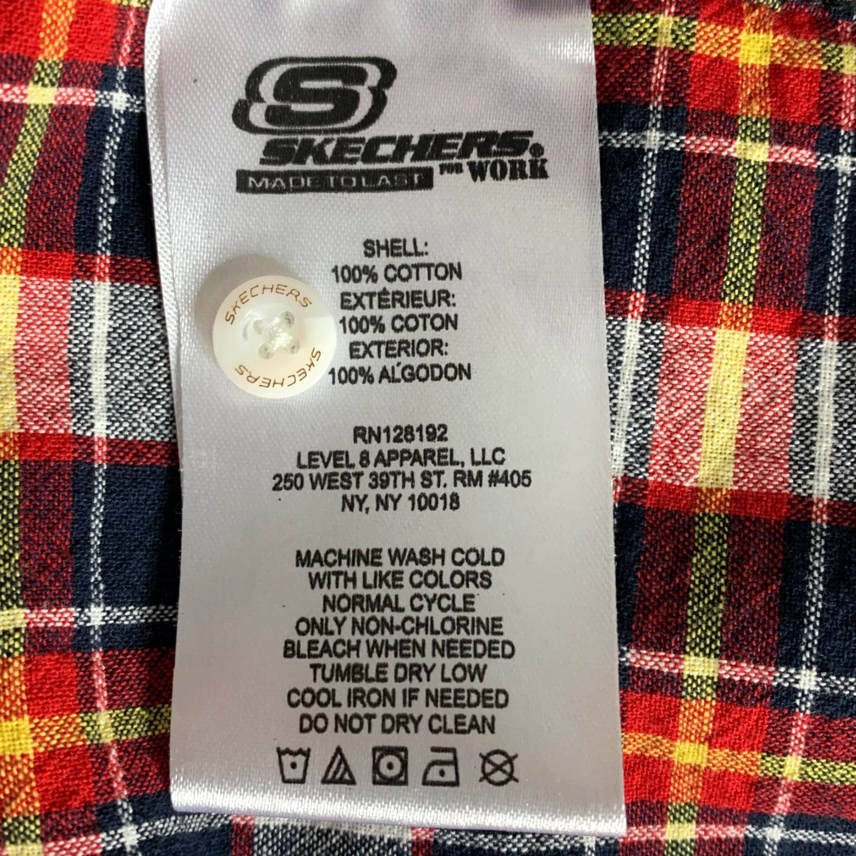 SKECHERS Skechers for Work Mens Size M Shirt Button-Up Short Sleeve Plaid Made to Last Mens Shirt Size US M / EU 48-50 / 2 - 7 Thumbnail