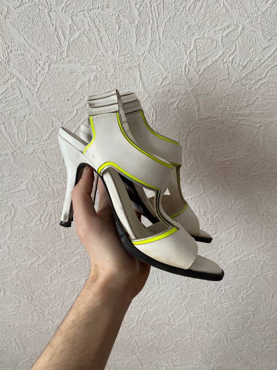 Jil Sander 00s Jil Sander White Tech Leather Heels Sandals Size US 5 / IT 35 - 2 Thumbnail