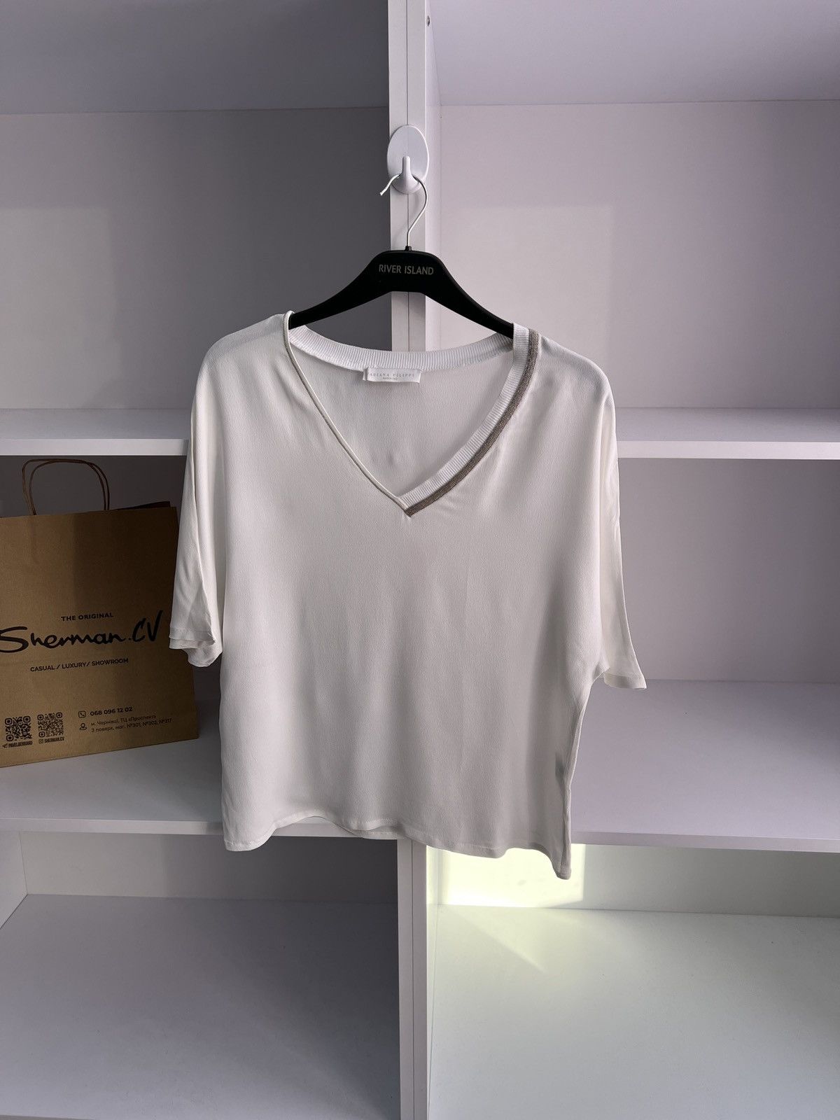 Designer × Fabiana Filippi × Vintage Vintage Fabiana Filippi White Designer White Blouse Size XS / US 0-2 / IT 36-38 - 6 Thumbnail