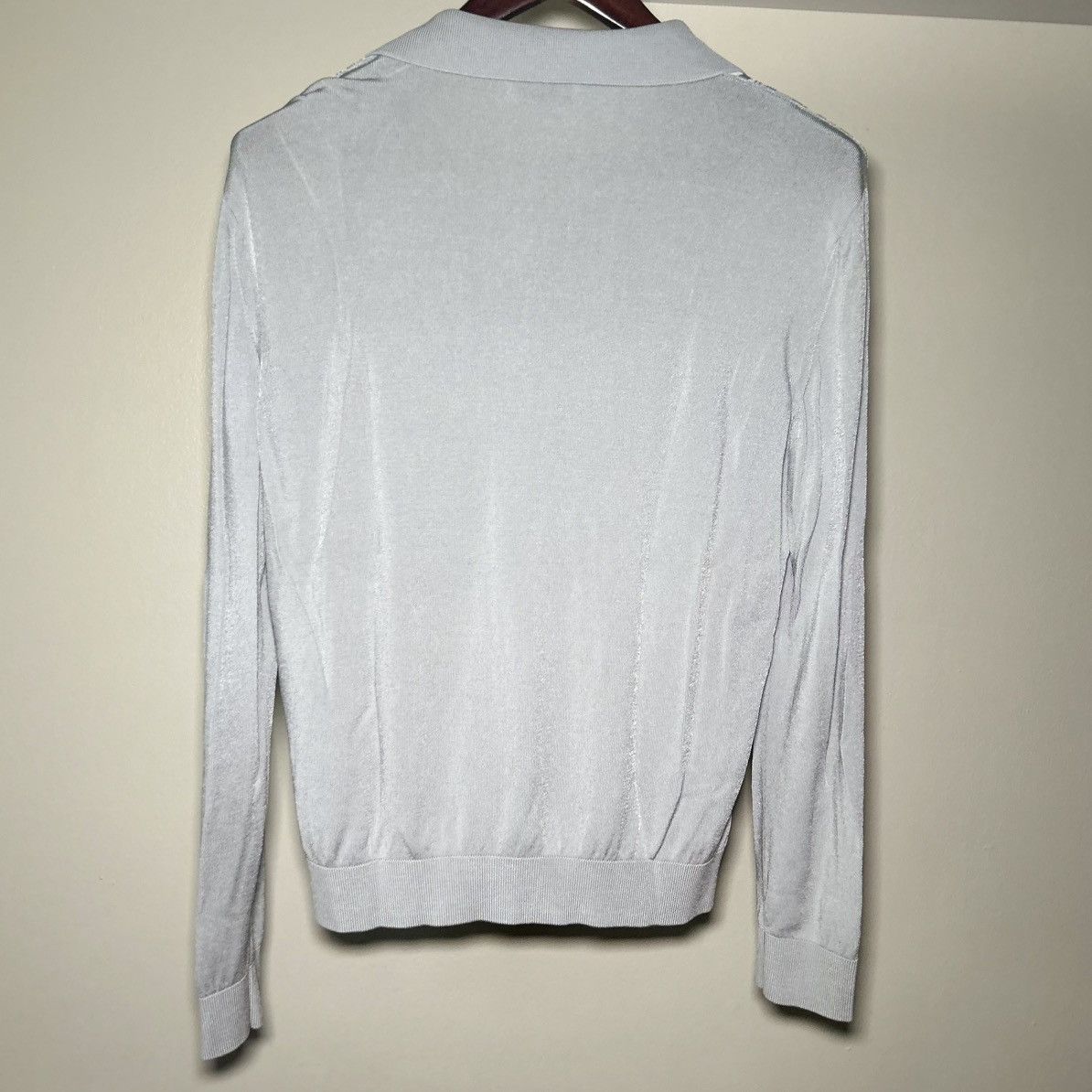 Lemaire Lemaire Viscose Jacquard Knit Long Sleeve Polo Gray S Size US S / EU 44-46 / 1 - 3 Thumbnail