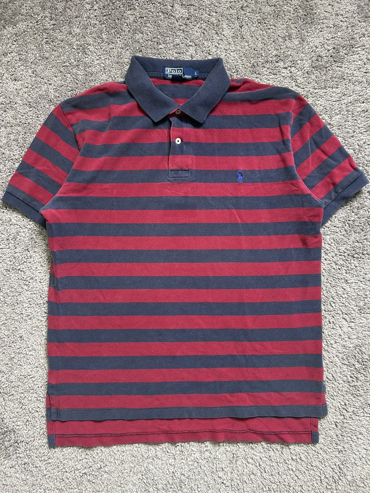 Polo Ralph Lauren Vintage 80s Polo Ralph Lauren Striped Red Navy Size US L / EU 52-54 / 3 - 1 Thumbnail