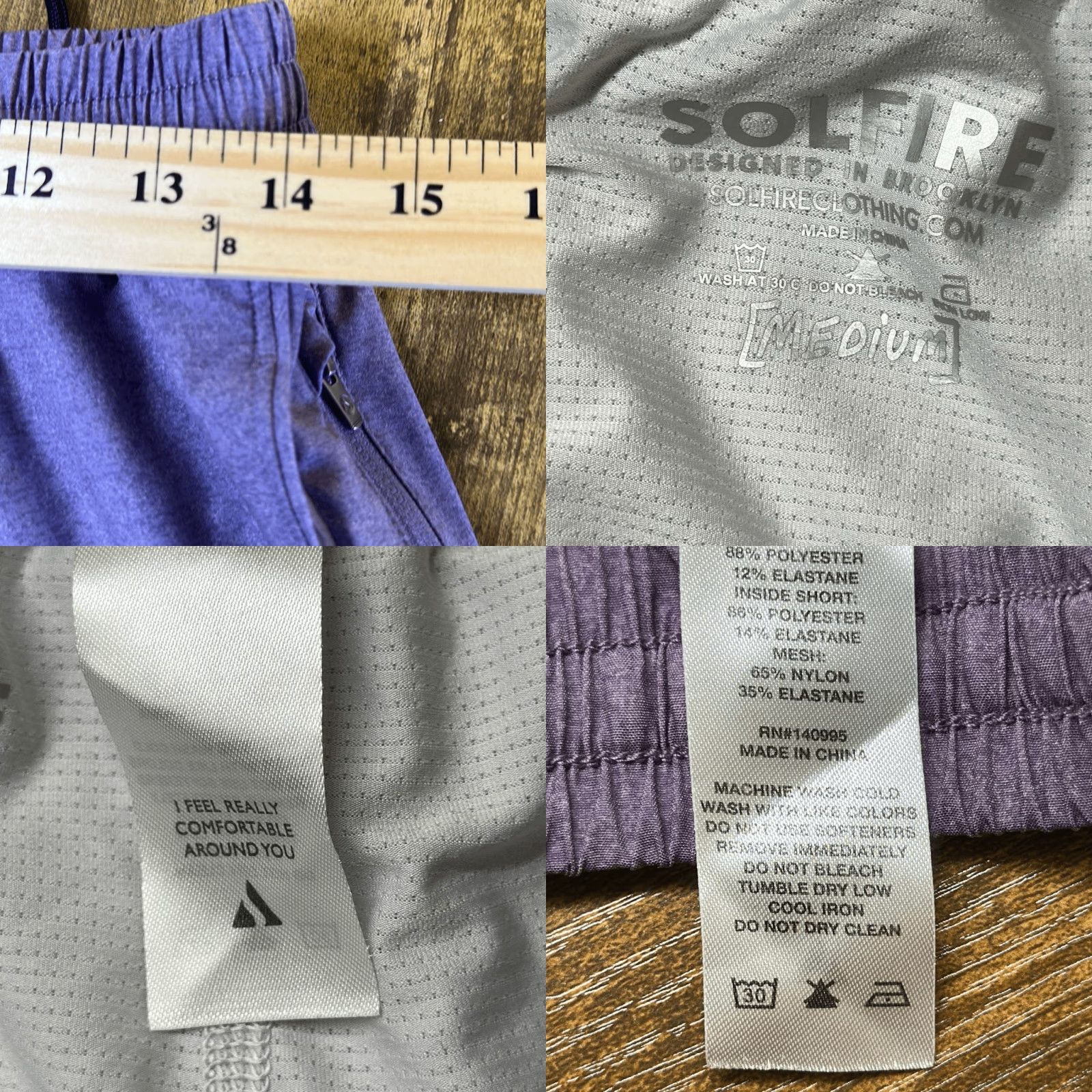 Vintage Peloton Solfire Purple Gym Shorts M Regular Men Athletic Drawstring Pockets Purple Purple Size US 31 - 8 Thumbnail