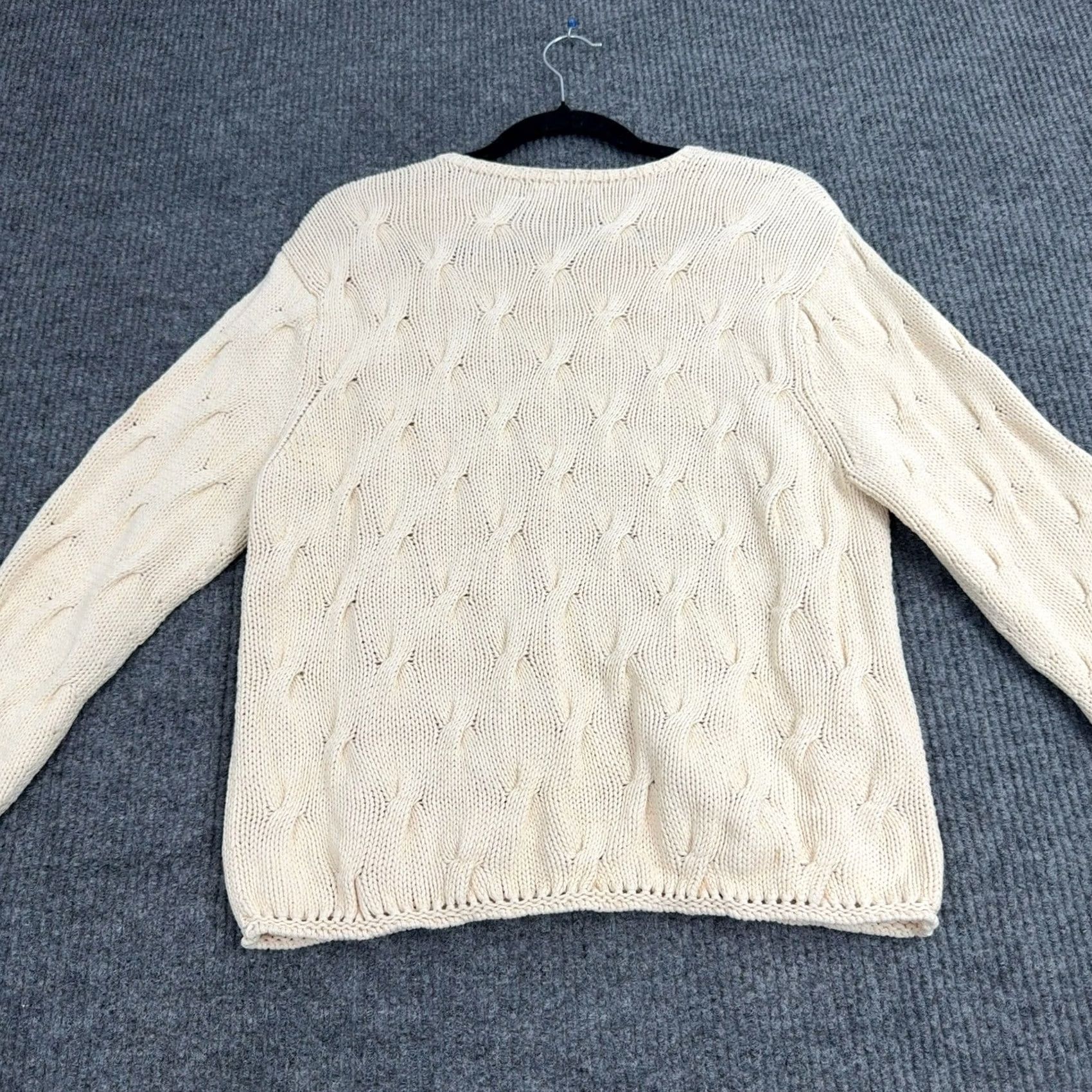 Lands' End VTG Lands End Sweater Womens M Cream Cotton Cable Knit Crewneck Classic Preppy Size M / US 6-8 / IT 42-44 - 5 Thumbnail