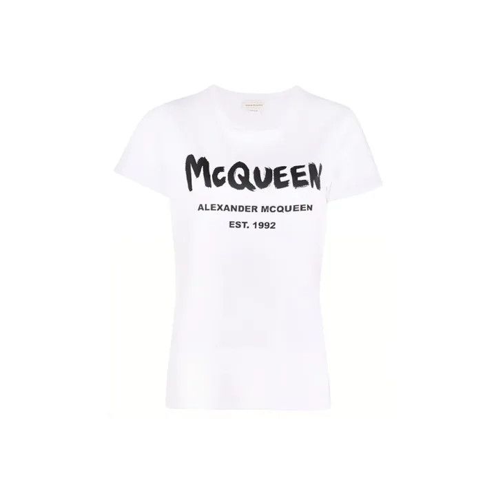Alexander McQueen Alexander McQueen Logo Print Short Sleeve T-Shirt 0079 Size S / US 4 / IT 40 - 1 Thumbnail
