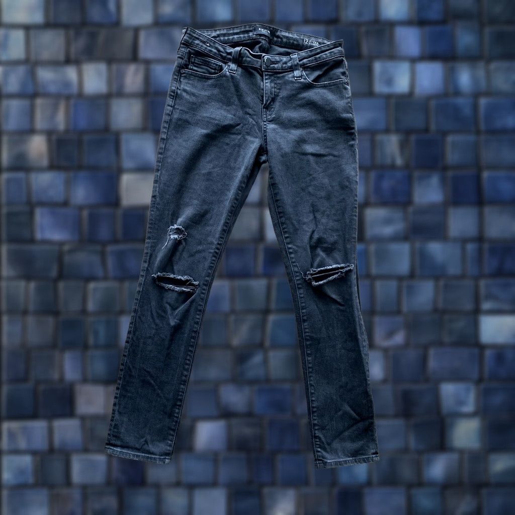 Denime BIG STAR Jeans Womens 27x28 Black Denim 5-Pocket Slim Skinny Stretch Cement Logo Zipper Pocket Distressed Cowboy Rock Punk 90s Vintage No Size 27" / US 4 / IT 40 - 1 Thumbnail