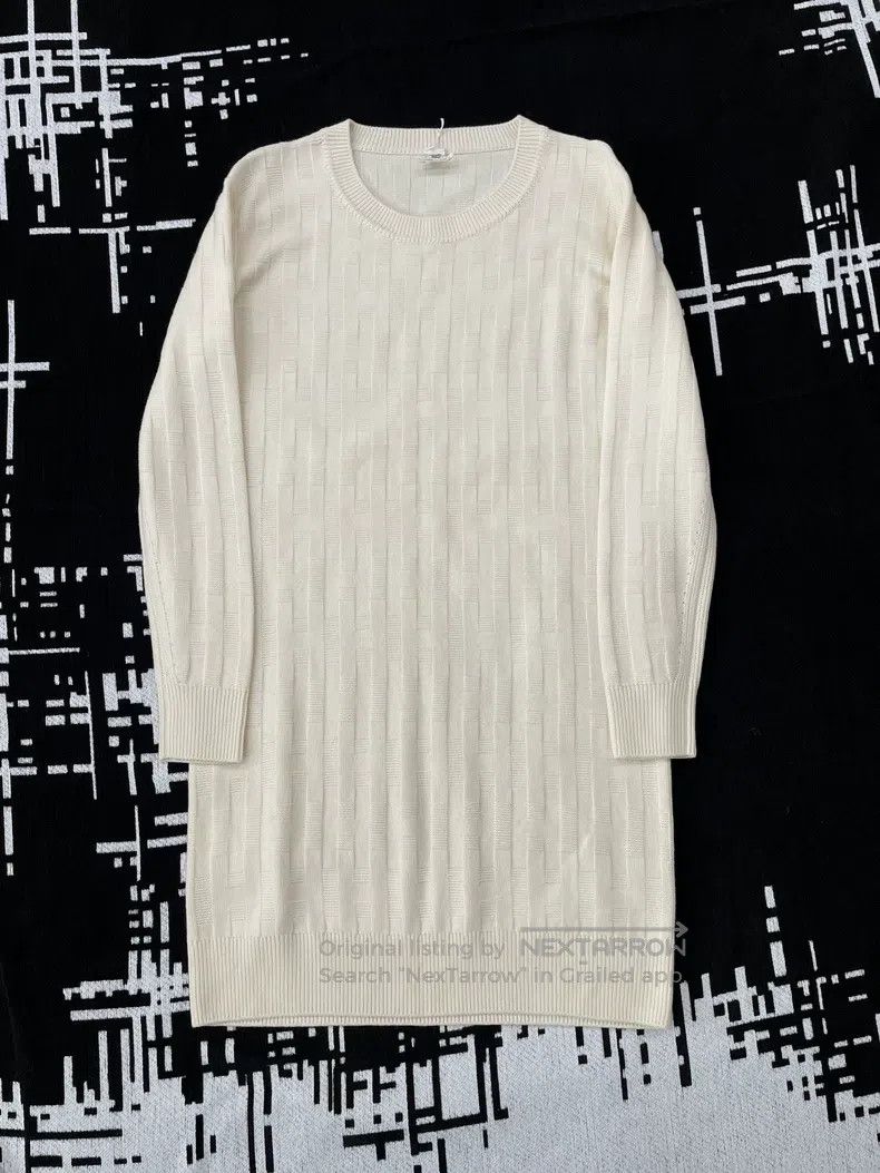 Hermes Hermes White Printed Wool Knit Dress with Subtle Pattern Size XXS / US 00 / IT 34 - 1 Thumbnail