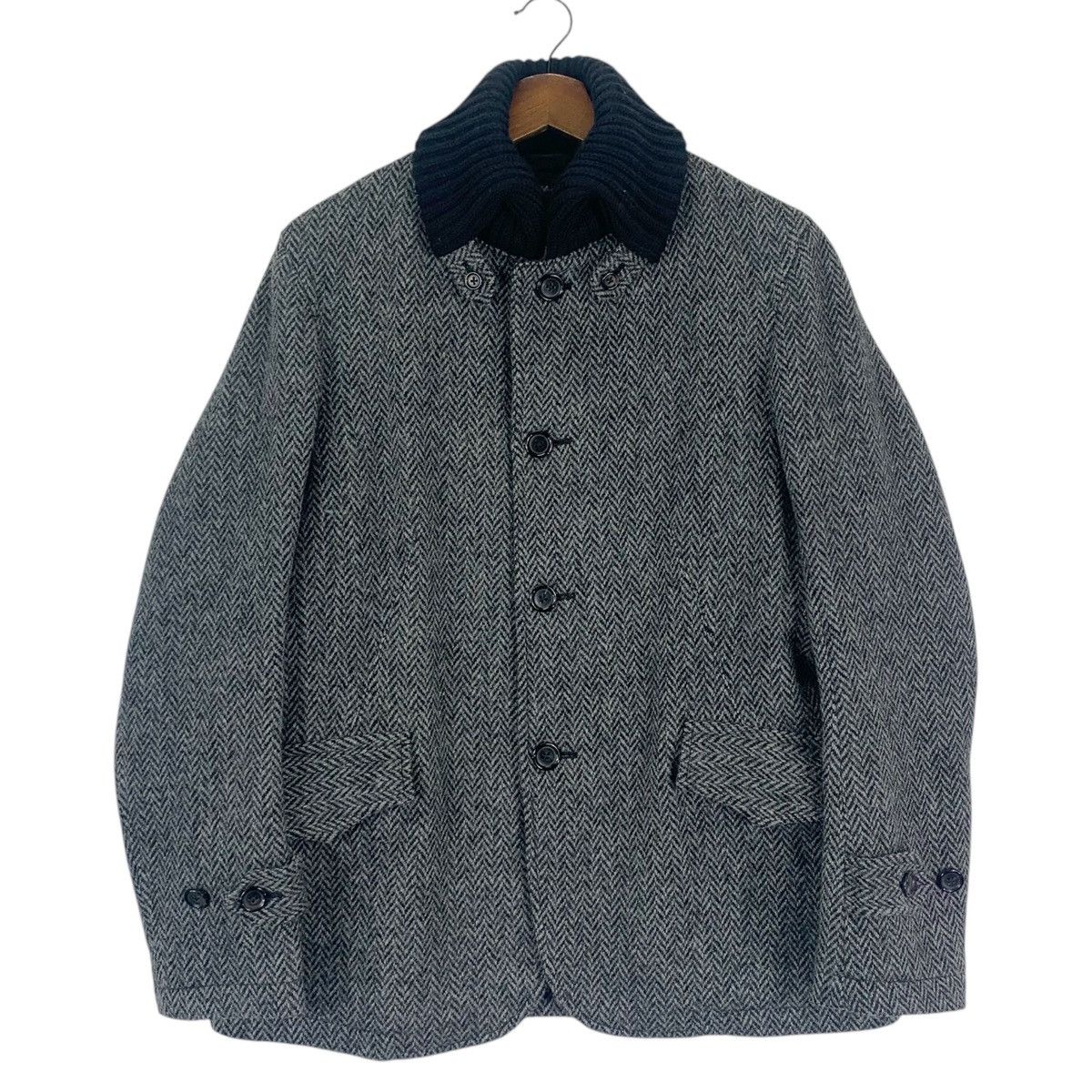 Japanese Brand Vintage Blue Work Shetland Wool Sherpa Jacket Size US M / EU 48-50 / 2 - 1 Thumbnail