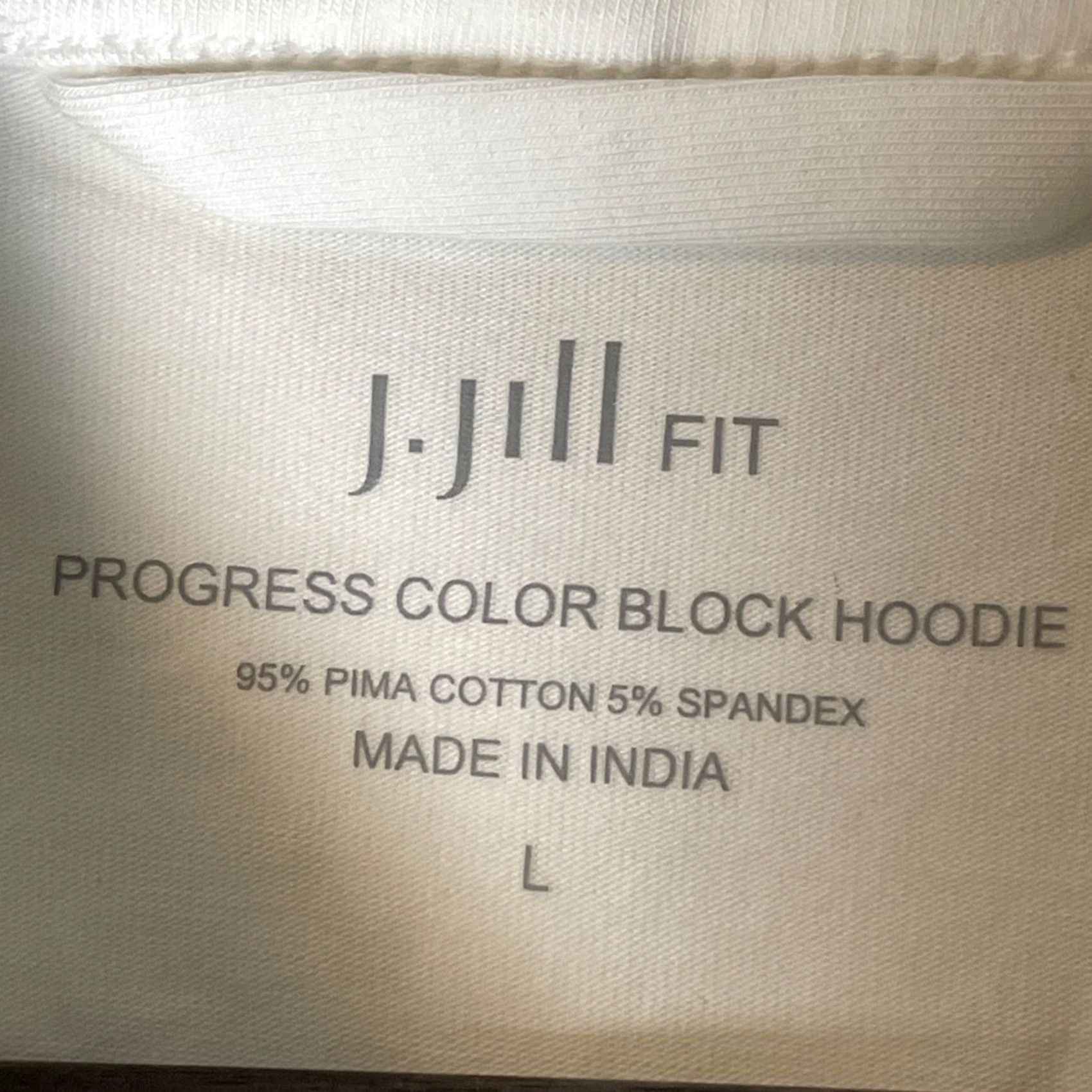 J. Jill J Jill Progress Color Block Hoodie L White Zip Pockets Athleisure Hoodie Ladies Long Sleeve Colorblock Size L / US 10 / IT 46 - 3 Thumbnail