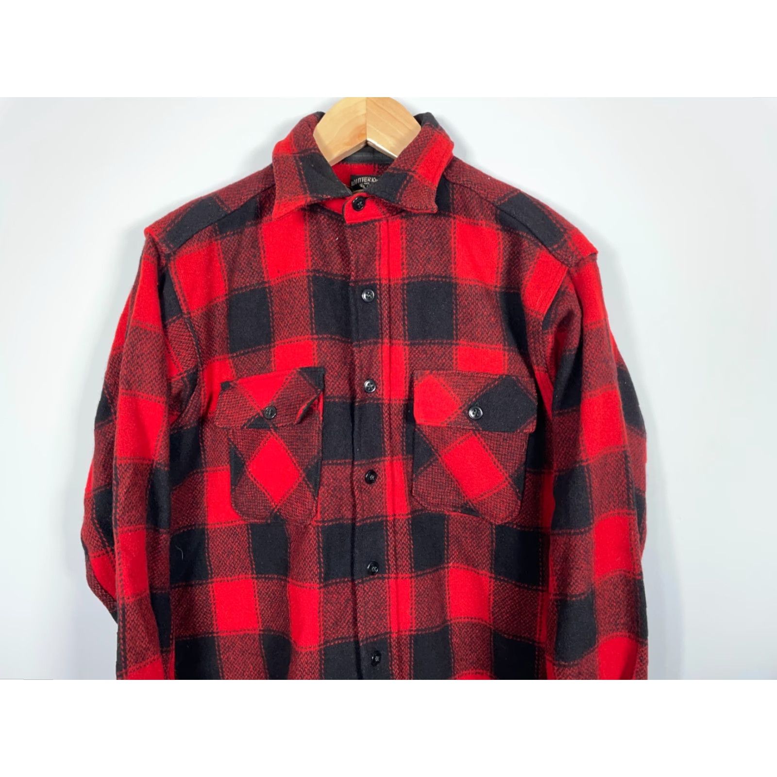 Vintage VINTAGE Winter King Wool Flannel Shirt Jacket - Red Black Buffalo Plaid - Men's Large - 70s Grunge Casual Workwear Shirt-Jacket Size US L / EU 52-54 / 3 - 4 Thumbnail