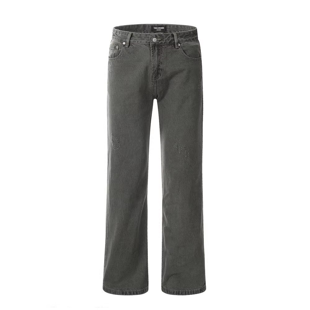 Fashion back pocket embroidery washed distressed jeans y2k