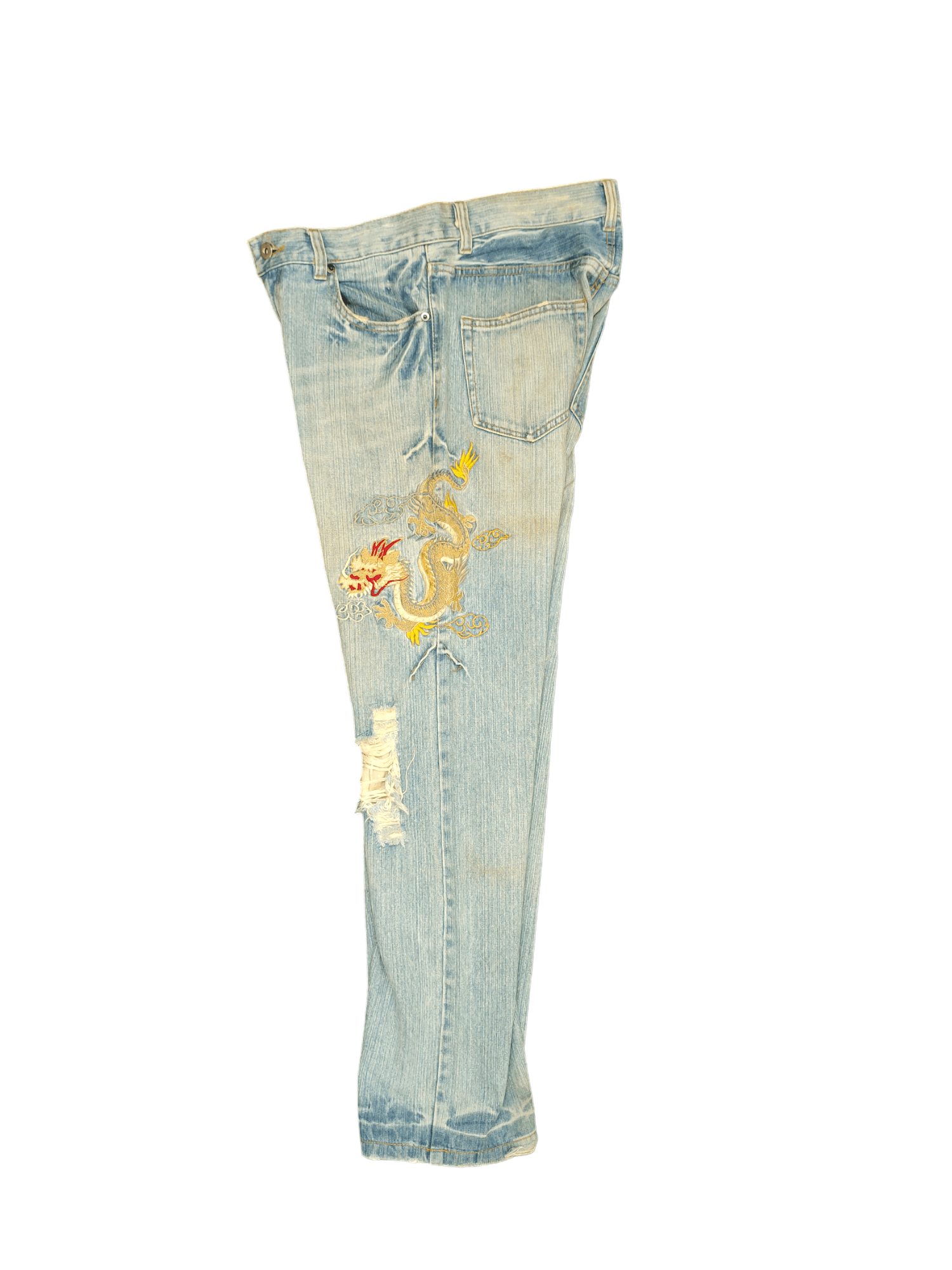Japanese Brand Japan Sukajan Dragon Distressed Jeans karakuri Tamashi Size US 32 / EU 48 - 2 Thumbnail