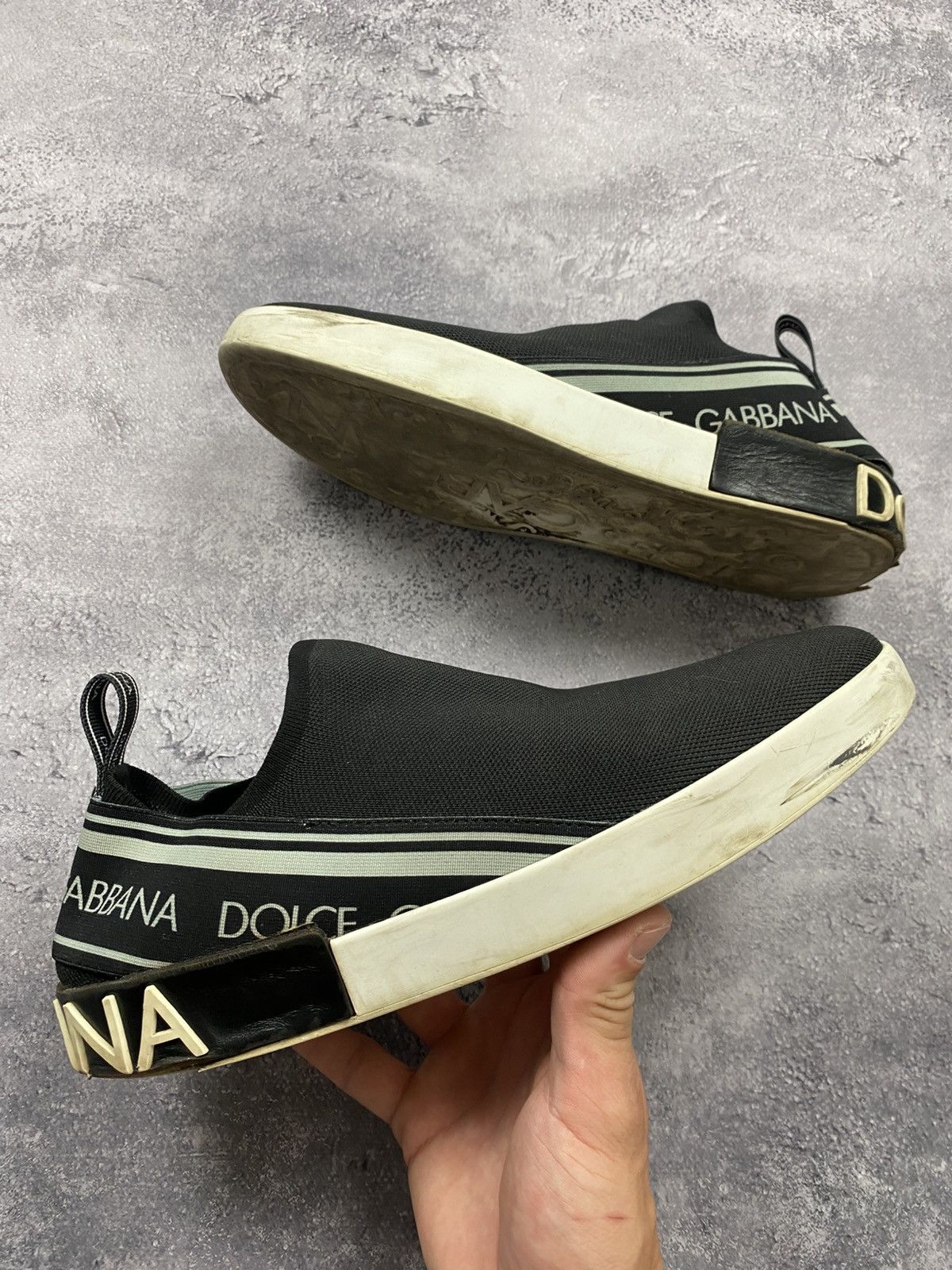 Dolce & Gabbana Dolce & Gabbana Sorrento Logo Slip On Black Sneakers D&G Size US 10 / EU 43 - 9 Thumbnail