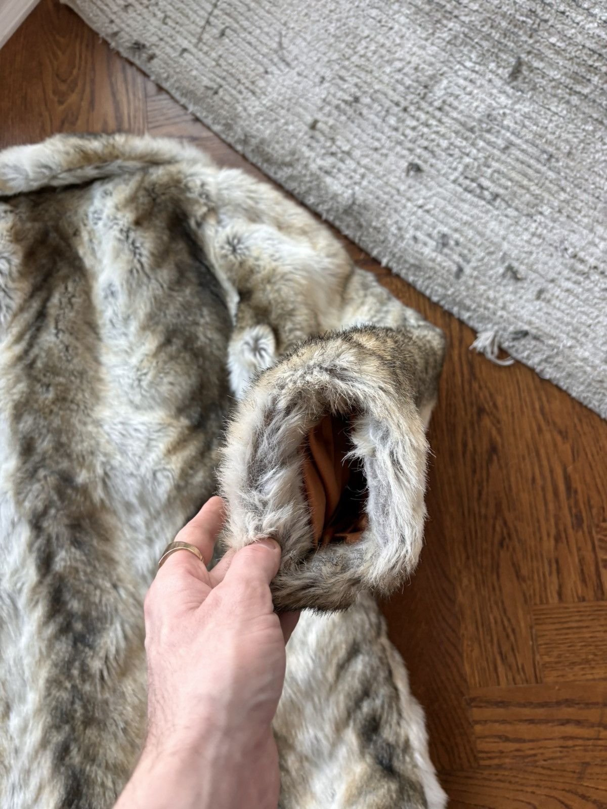 Sears × Vintage Vintage Faux Fur Coat Tissavel France 70s 60s Fox Lynx Vegan Size L / US 10 / IT 46 - 11 Thumbnail