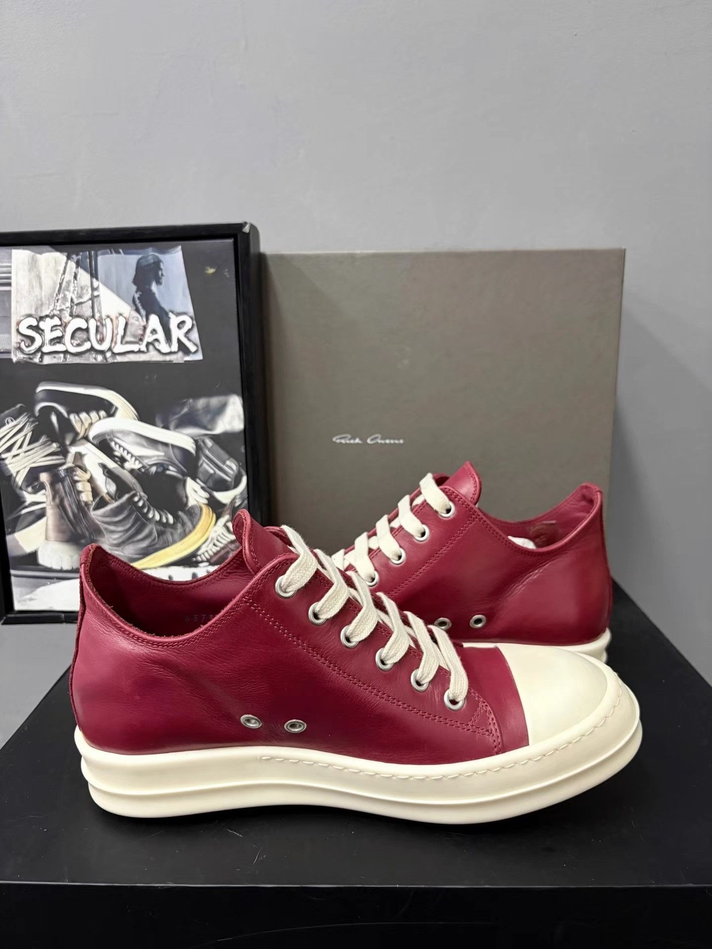Rick Owens Rick Owens 24FW Red Leather Ramones Low-Tops K34 Size US 7 / IT 37 - 6 Thumbnail
