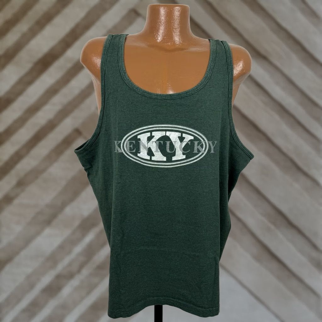 Vintage VINTAGE 90s Tank Top Mens XL Forest Green Striped Workout Beach Kentucky Size US XL / EU 56 / 4 - 1 Thumbnail