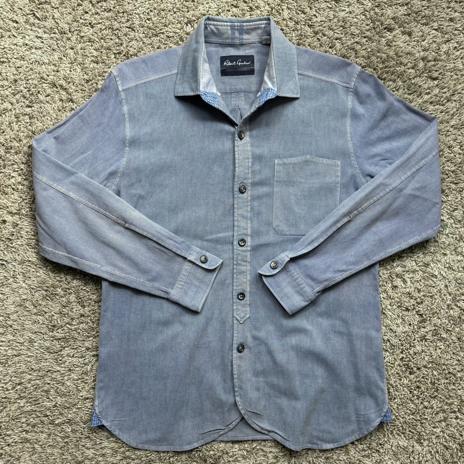 Robert Graham Robert Graham Blue Button Up LS Shirt Size L Tailored Fit Size US L / EU 52-54 / 3 - 1 Thumbnail