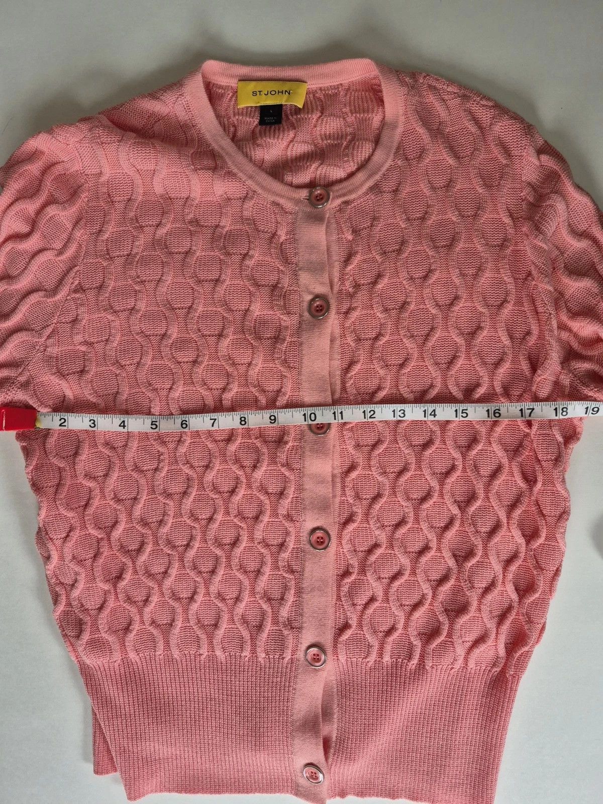 St. John Sweater Santana Cable Knit Coral Wool Blend Button Up Cardi Size L / US 10 / IT 46 - 8 Thumbnail