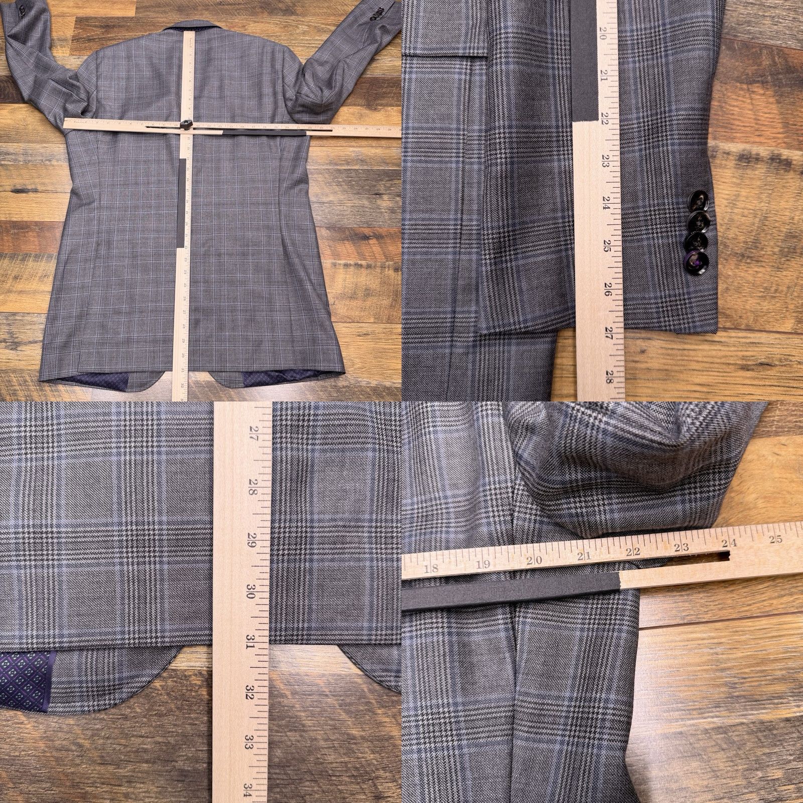 Ted Baker Ted Baker Sport Coat Blazer 42 Long Gray Plaid Wool Men Jacket Coat Formal Wedding Size 42R - 9 Thumbnail