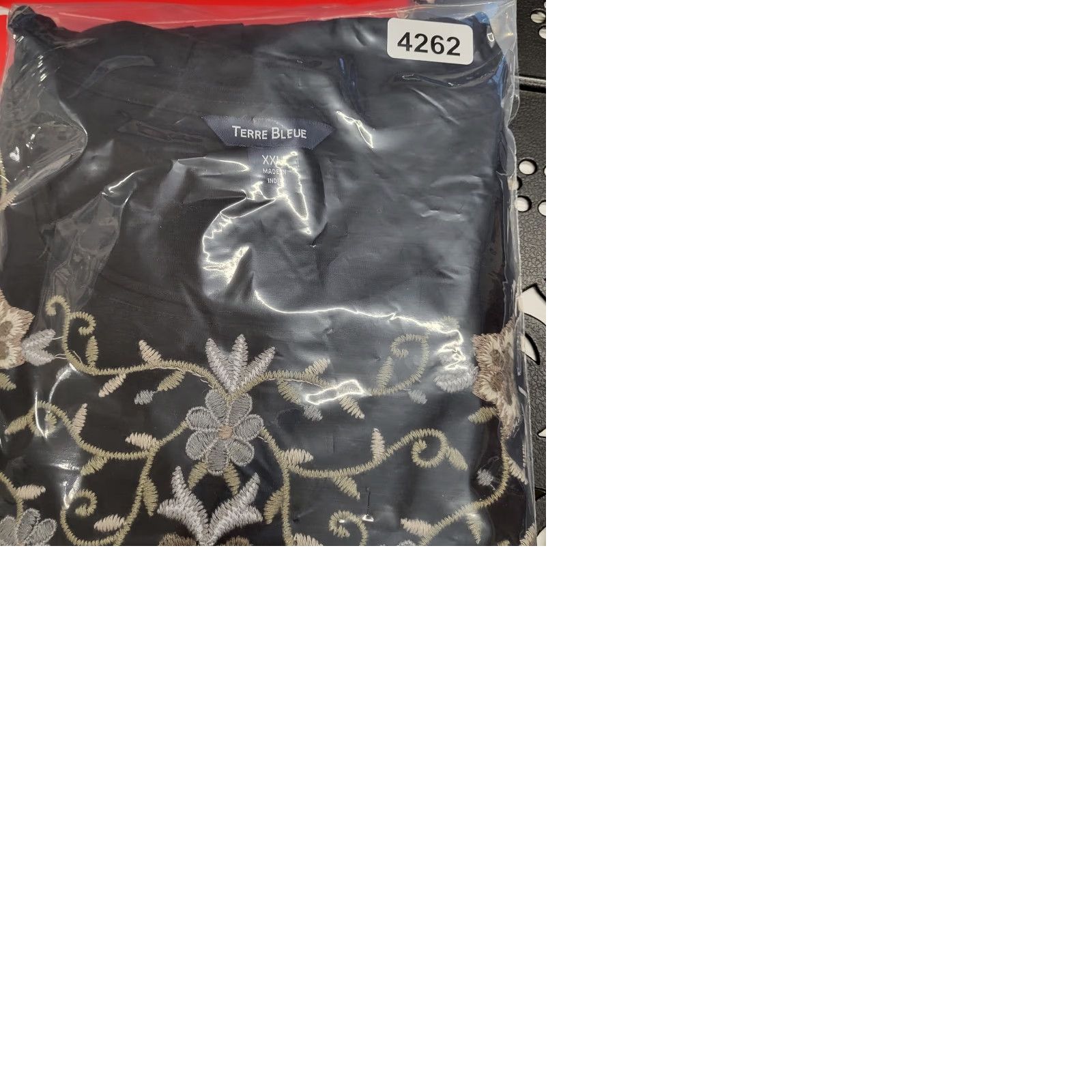 Vintage Terre Bleue Blouse Women's XXL Black Floral Embroidered Top Asymmetrical Tunic Cap Sleeve Jersey Cotton Vintage? No — Not Vintage. Size XXL / US 16-18 / IT 52-54 - 10 Thumbnail