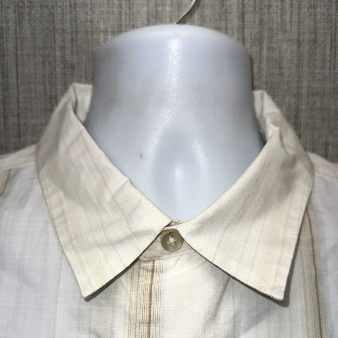 Tommy Bahama Tommy Bahama Shirt Mens XL Beige Cotton Long Sleeve Striped Button-Front Button-Down Collar Shirt Size US XL / EU 56 / 4 - 3 Thumbnail