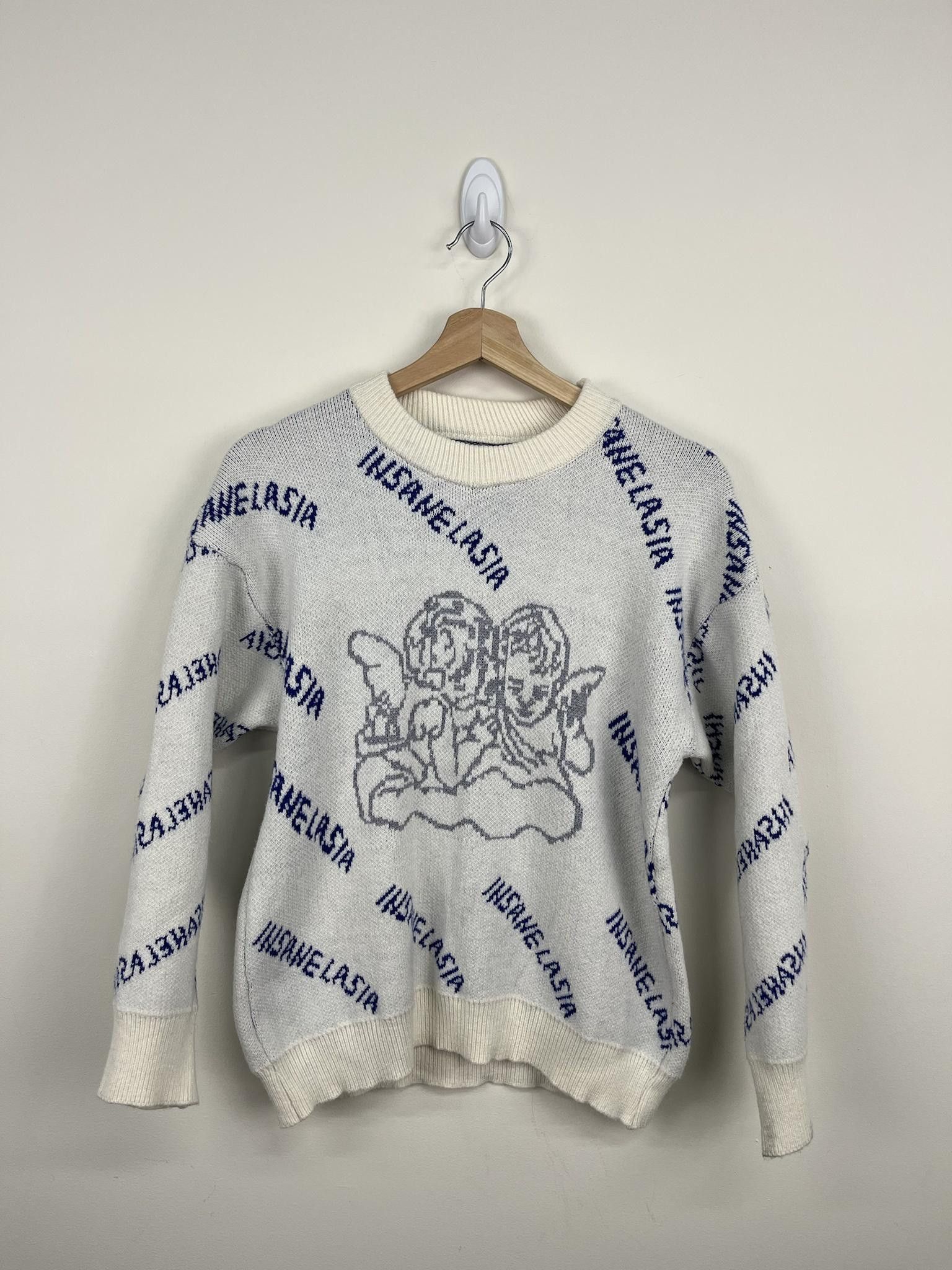 image of Vintage No Tag Insanelasia Angel Crewneck Sweater in White, Men's (Size Small)