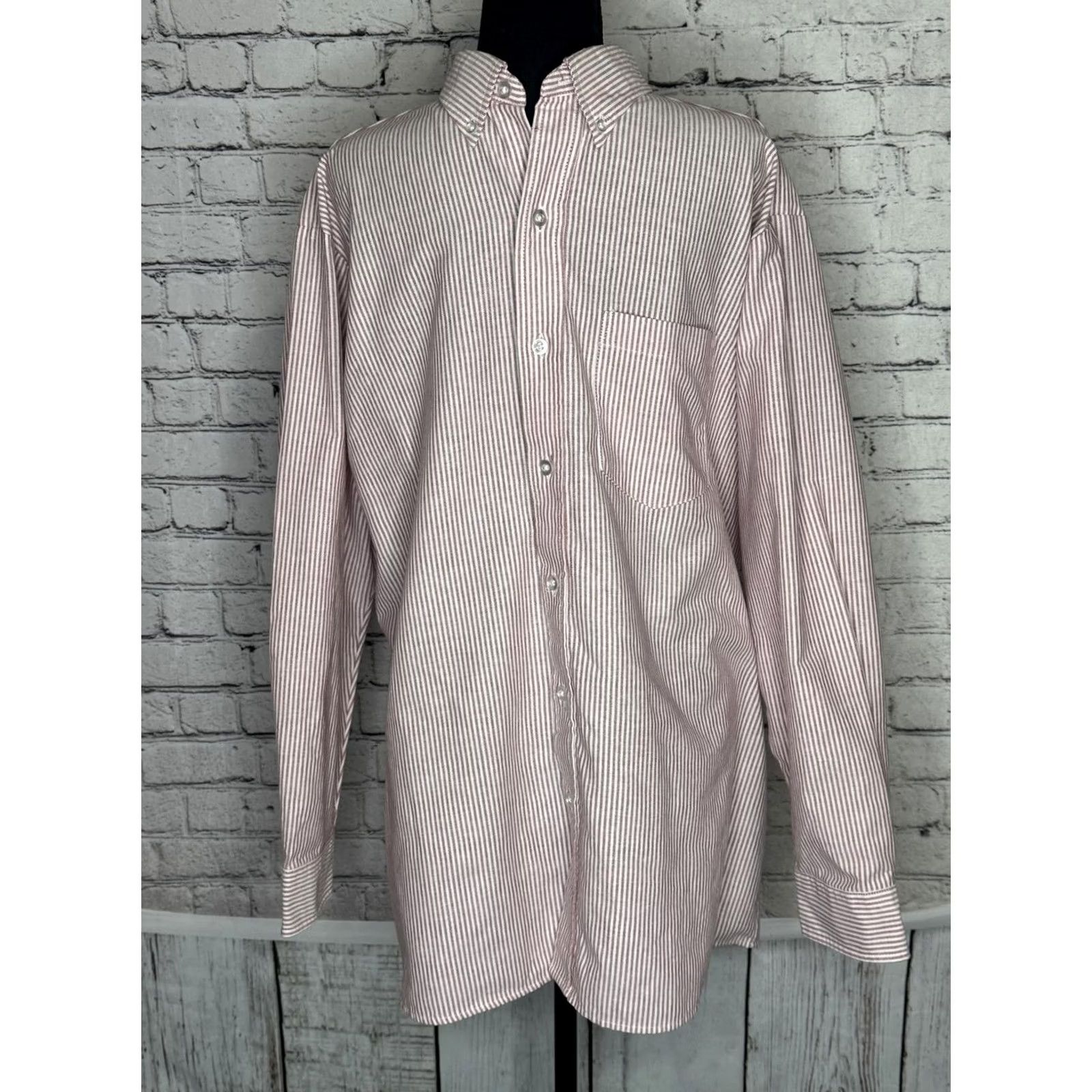 Dickies Dickies Button-Up Shirt Red Striped 17-17.5 Regular XL Mens Long Sleeve Button-Down Collar Casual Workwear Size US XL / EU 56 / 4 - 6 Thumbnail