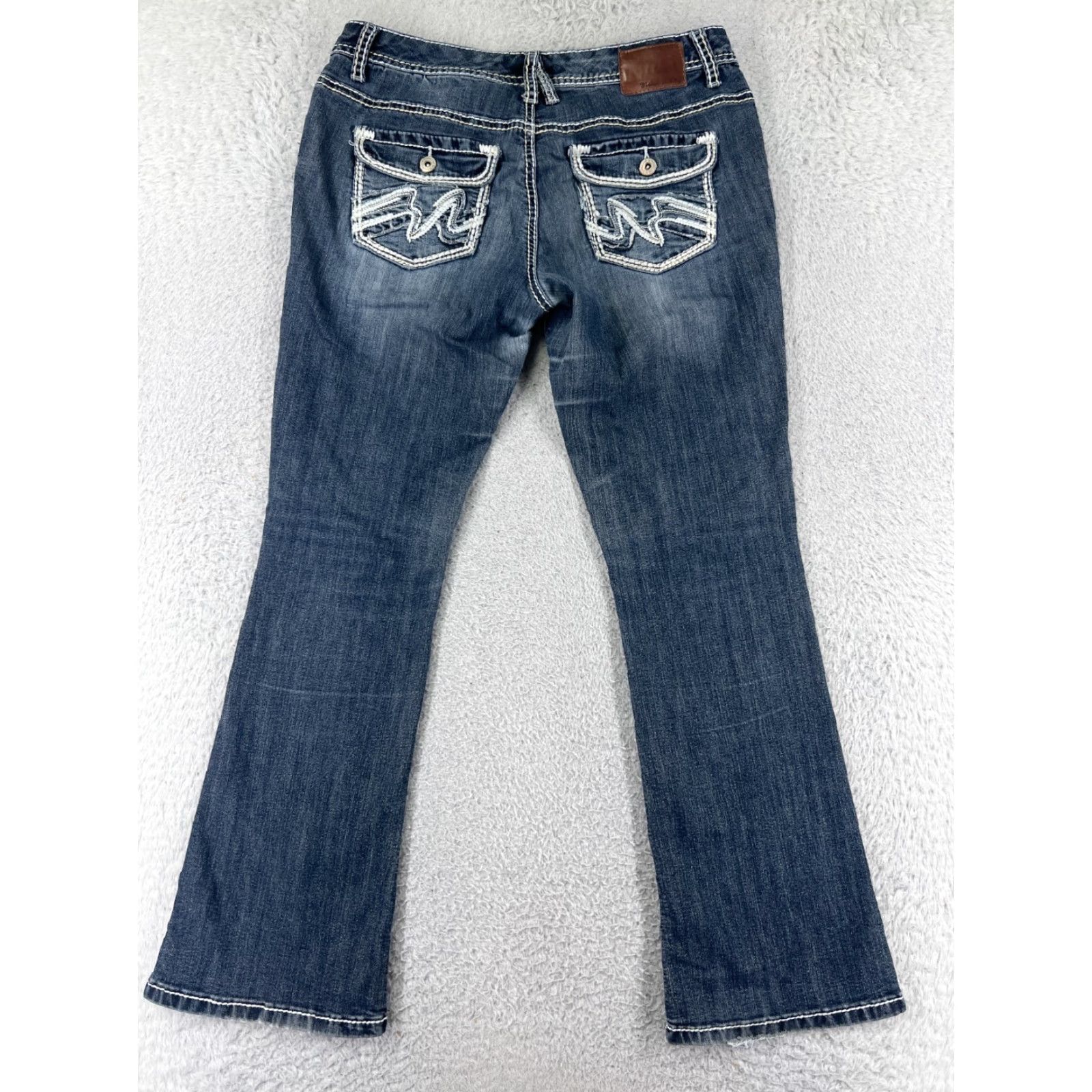Vintage Maurices Jeans Women's 7 Blue Denim Low Rise Bootcut Distressed Cotton Western 5-Pocket Mens Womens? Size 28" / US 6 / IT 42 - 2 Thumbnail