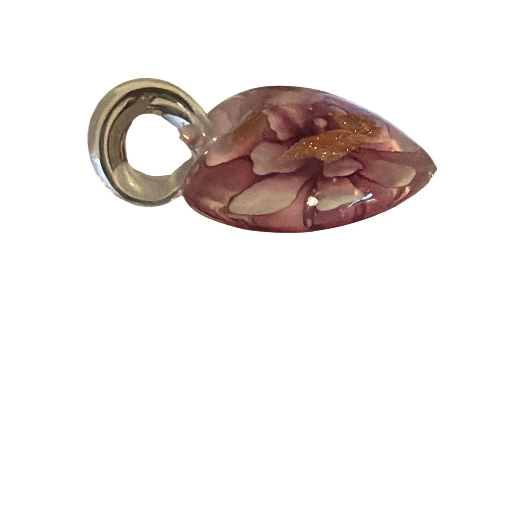 Other Glass Heart Pendant Pink Purple Flower Gold Glitter Accents Size ONE SIZE - 3 Thumbnail