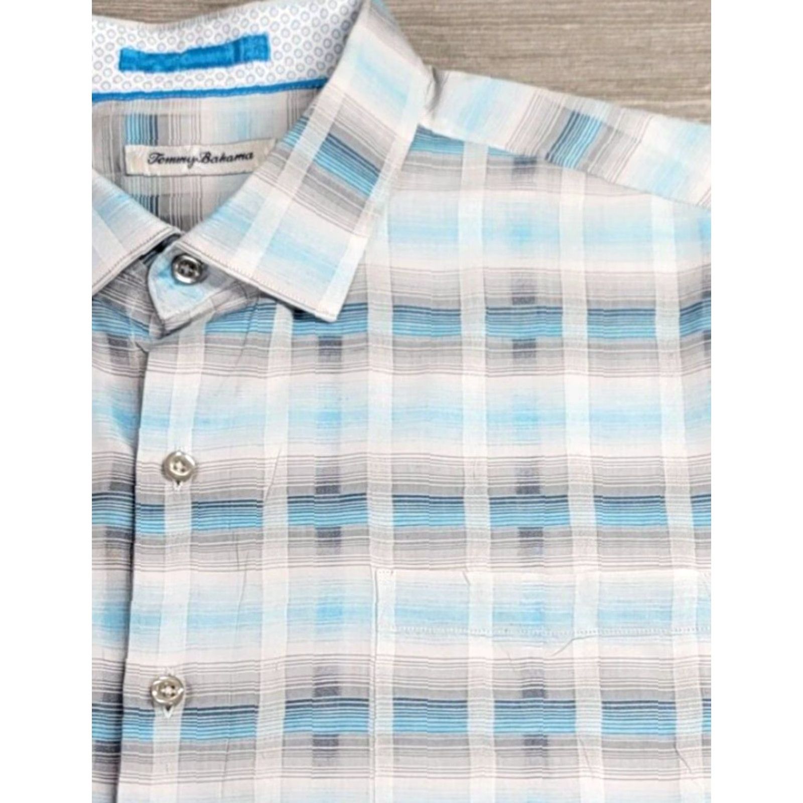 Tommy Bahama Tommy Bahama Mirage Plaid Shirt Island Blue Silk Cotton Blend Long Sleeve XXL XL? Size US XL / EU 56 / 4 - 4 Thumbnail