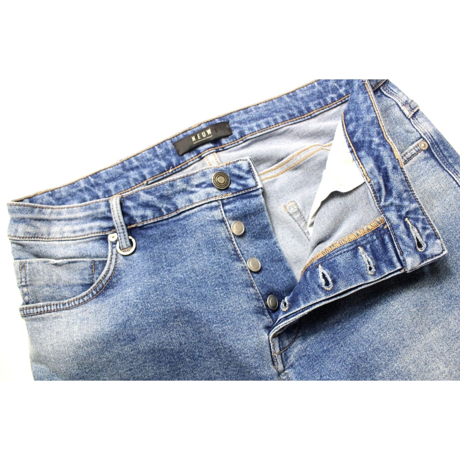 Vintage Neuw Lou Slim Polymer Blue Jeans Men's W32/L34 Stretchy Faded Pockets Whiskers Size US 32 / EU 48 - 4 Thumbnail
