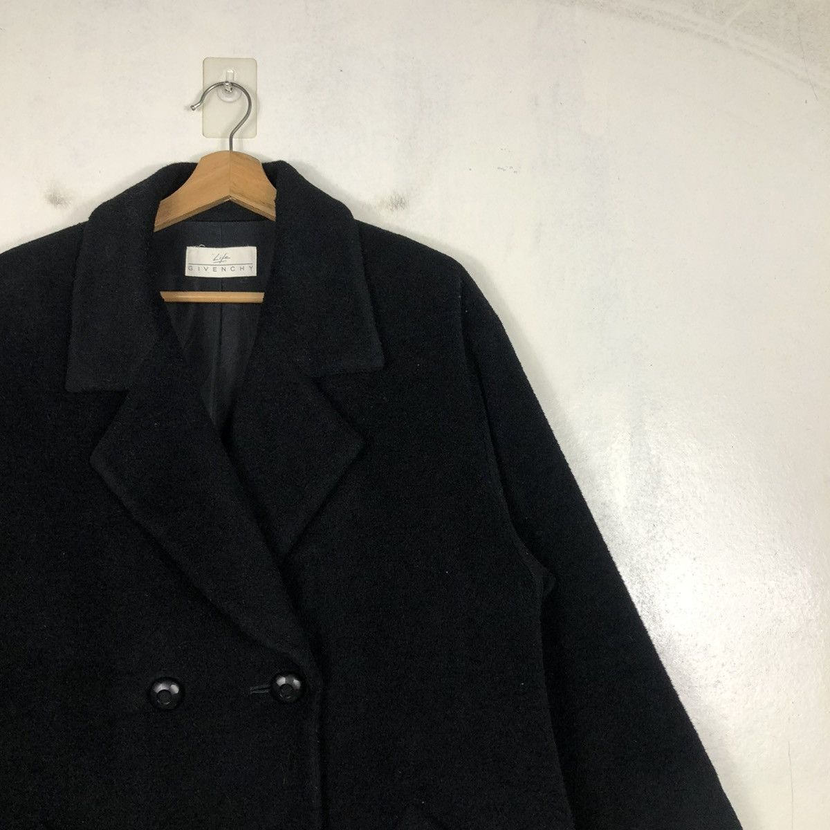 Designer × Givenchy × Vintage 📌RICH BLACK DOUBLE COLLAR WOOL LONG JACKET GIVENCHY Size US M / EU 48-50 / 2 - 8 Thumbnail